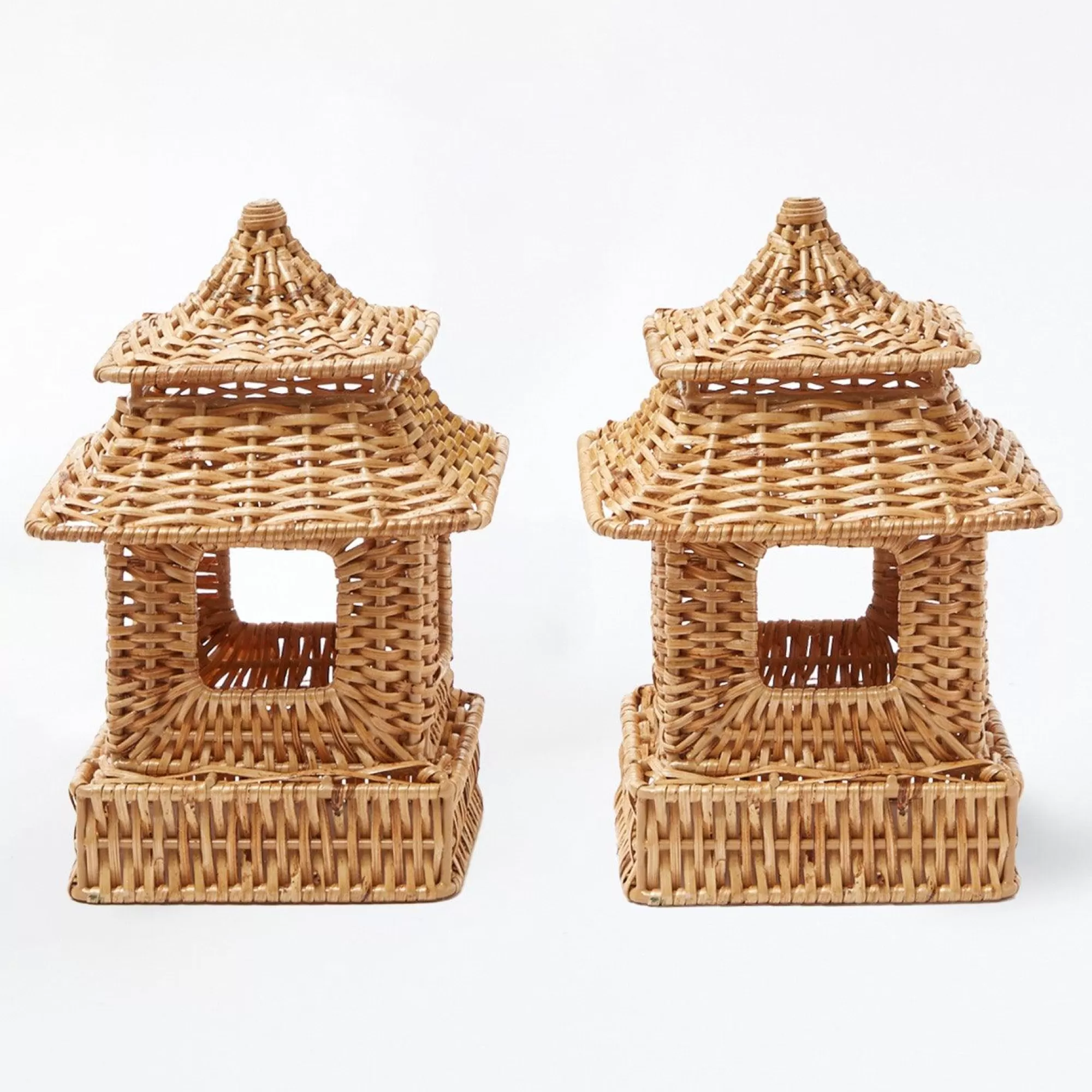 Best Sale Mini Natural Rattan Pagoda Lanterns (Pair) Pagodas & Lanterns