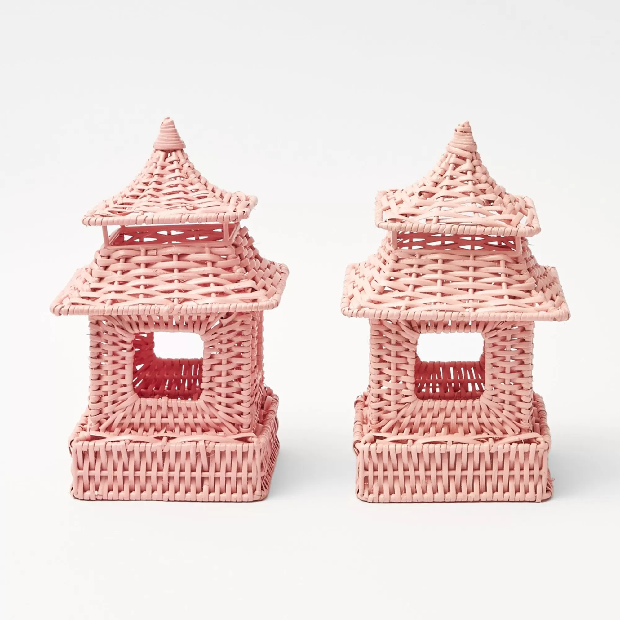 Clearance Mini Pink Rattan Pagoda Lanterns (Pair) Pagodas & Lanterns