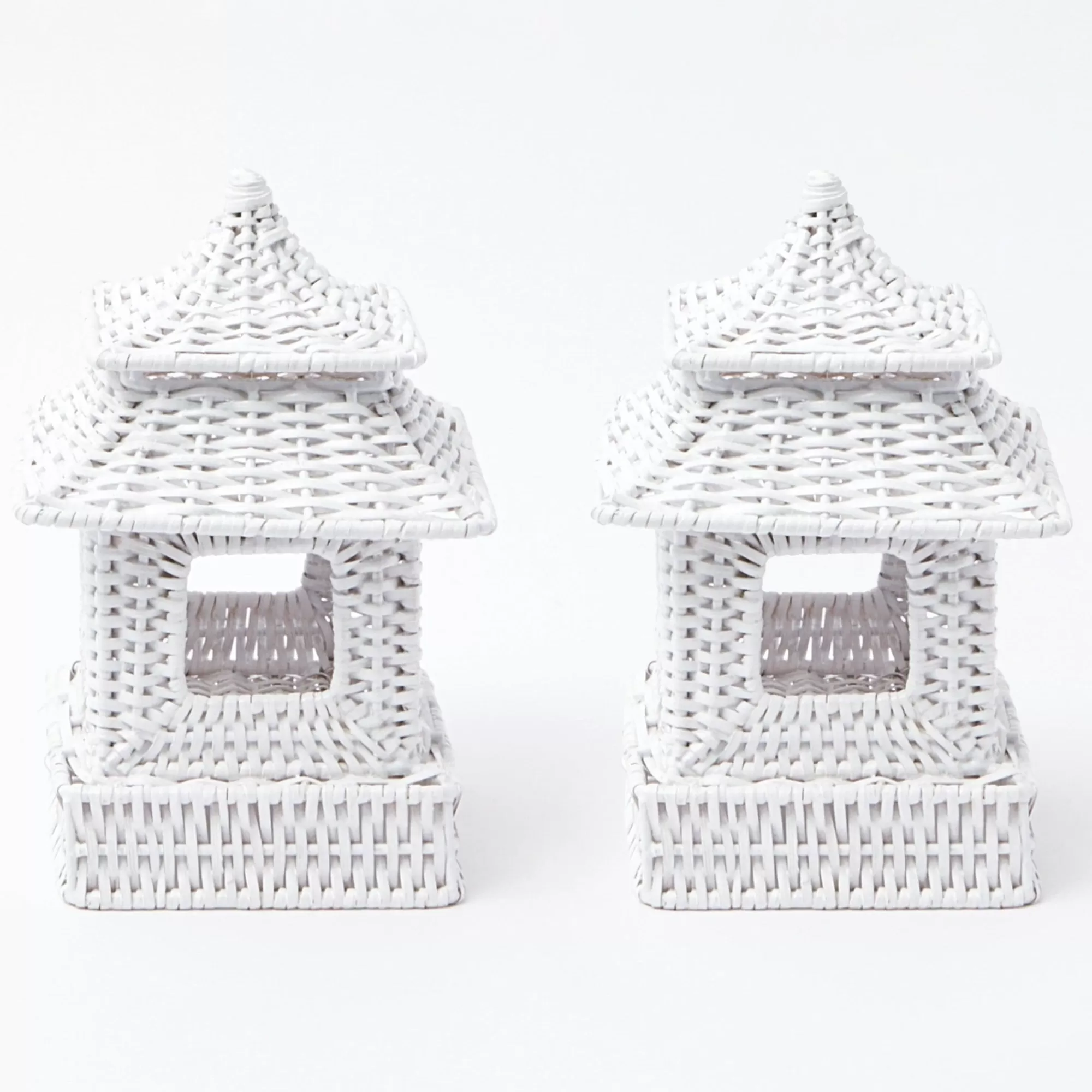 Hot Mini White Rattan Pagoda Lanterns (Pair) Pagodas & Lanterns