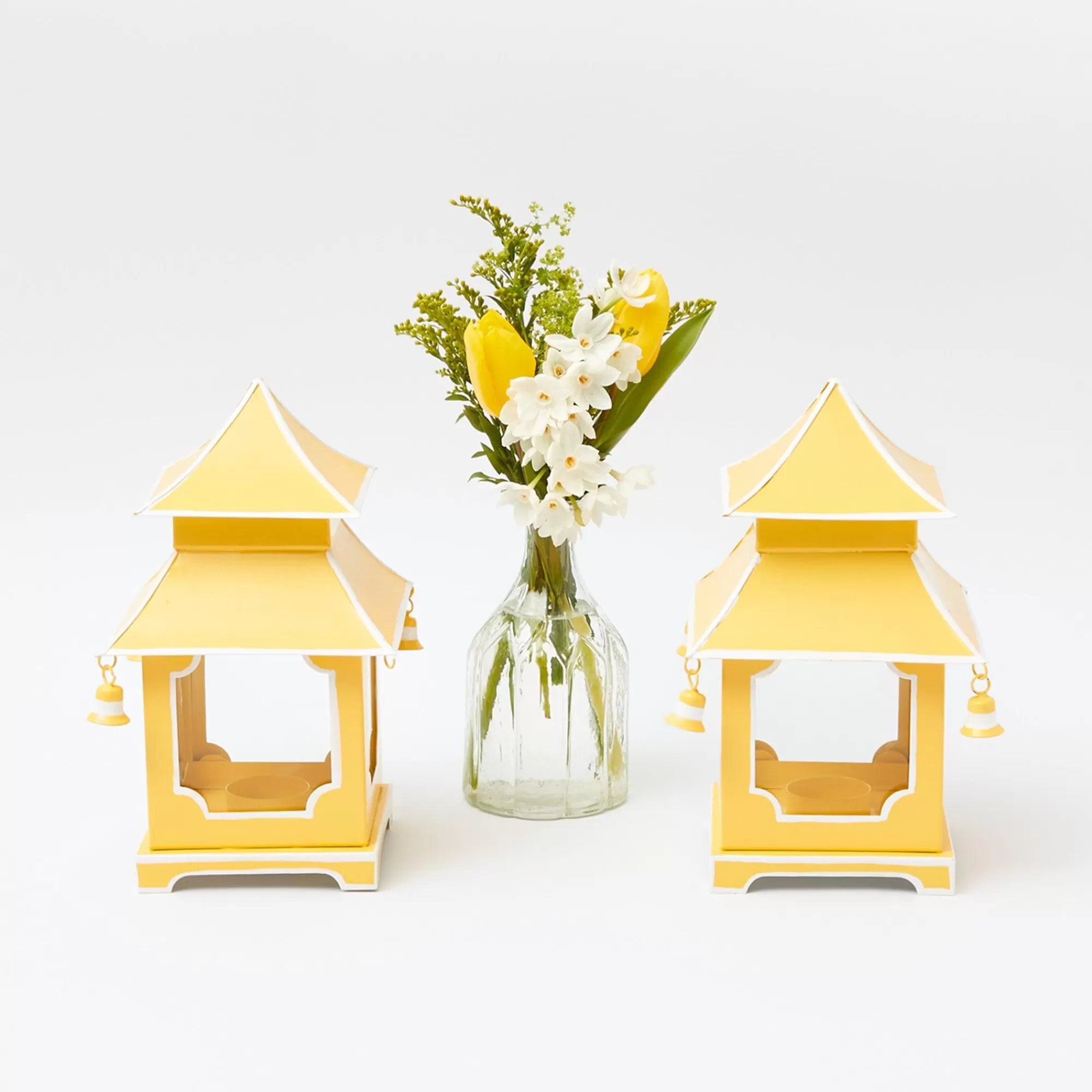 Clearance Mini Yellow Pagoda Lantern (Pair) Candle Holders