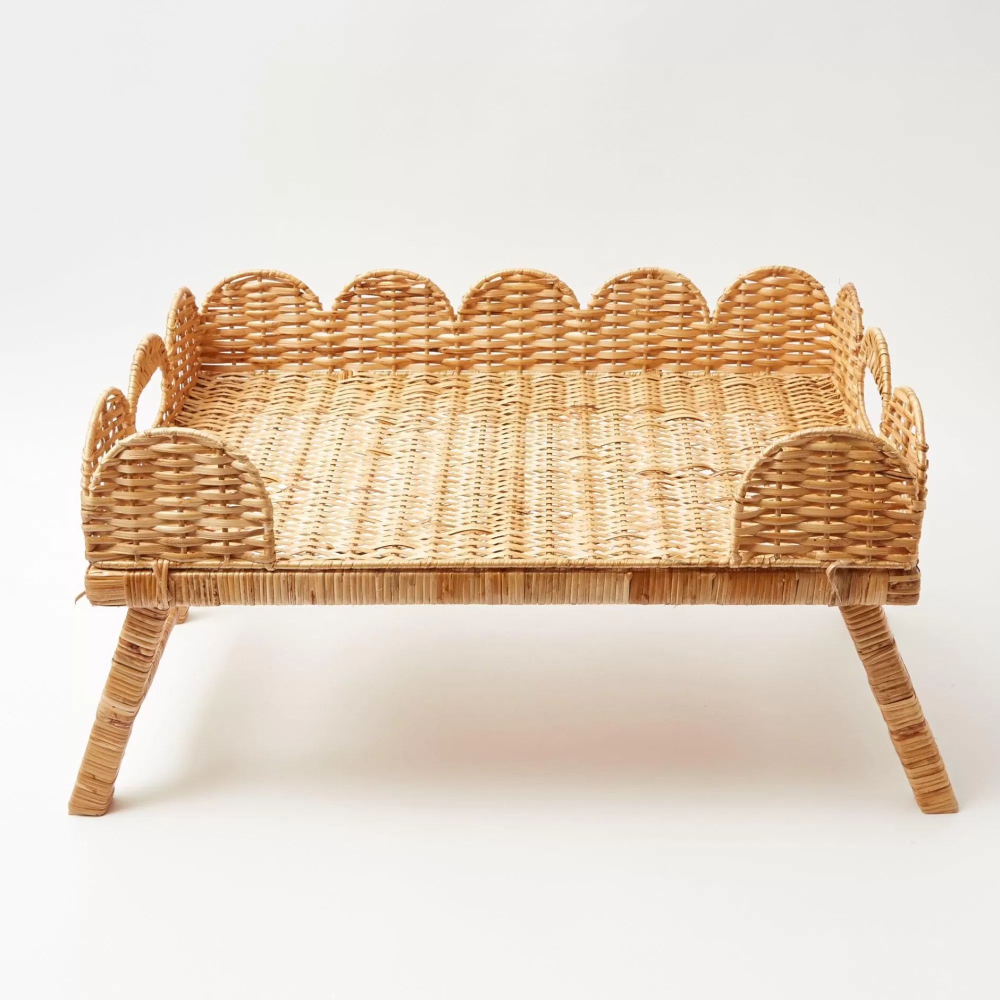 Store Natural Scalloped Rattan Breakfast Tray Rattan Tableware