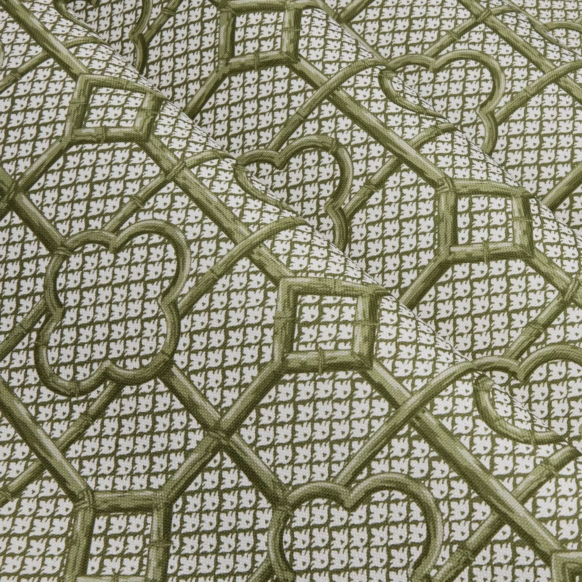 Discount Olive Green Bamboo Trellis Fabric Serena Fresson Fabrics