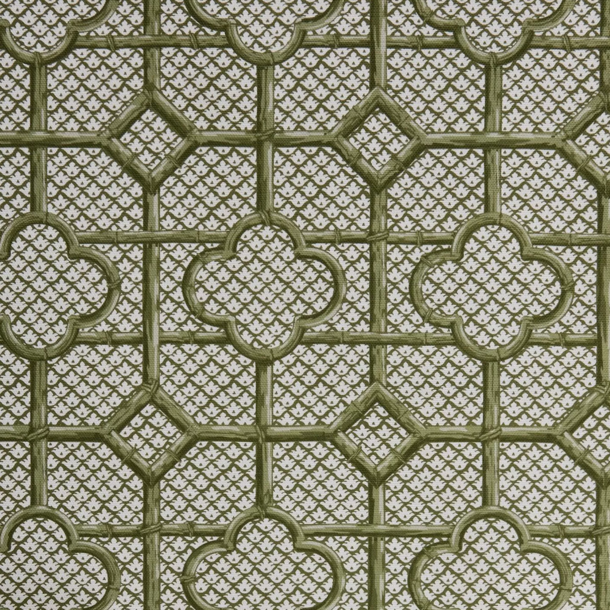 Discount Olive Green Bamboo Trellis Fabric Serena Fresson Fabrics