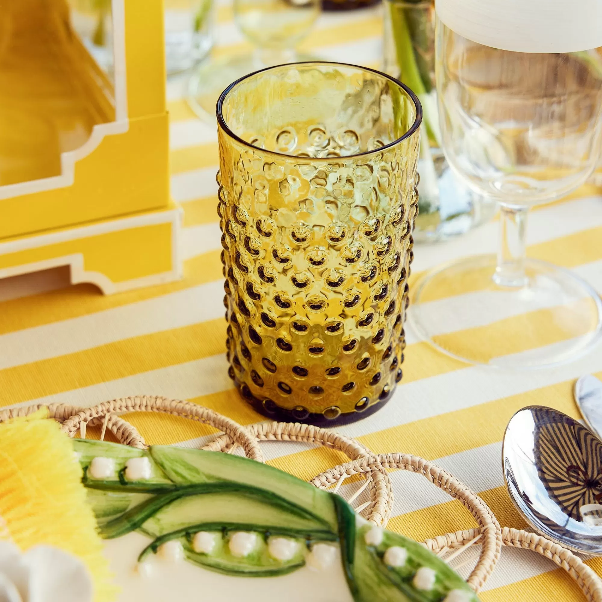 Hot Olive Green Hobnail Jug & Glasses (Set Of 6) Jugs