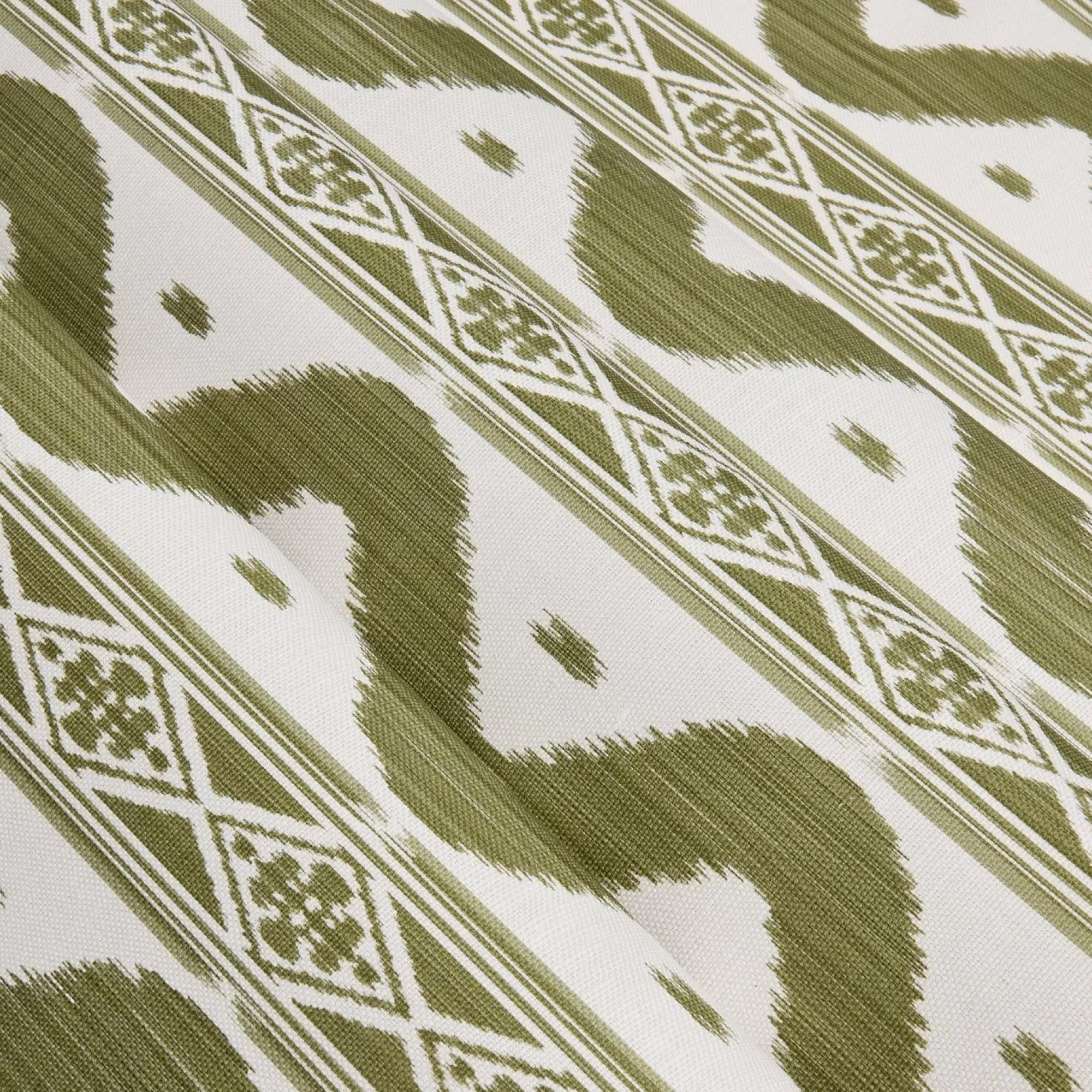 New Olive Green Ikat Stripe Fabric Serena Fresson Fabrics