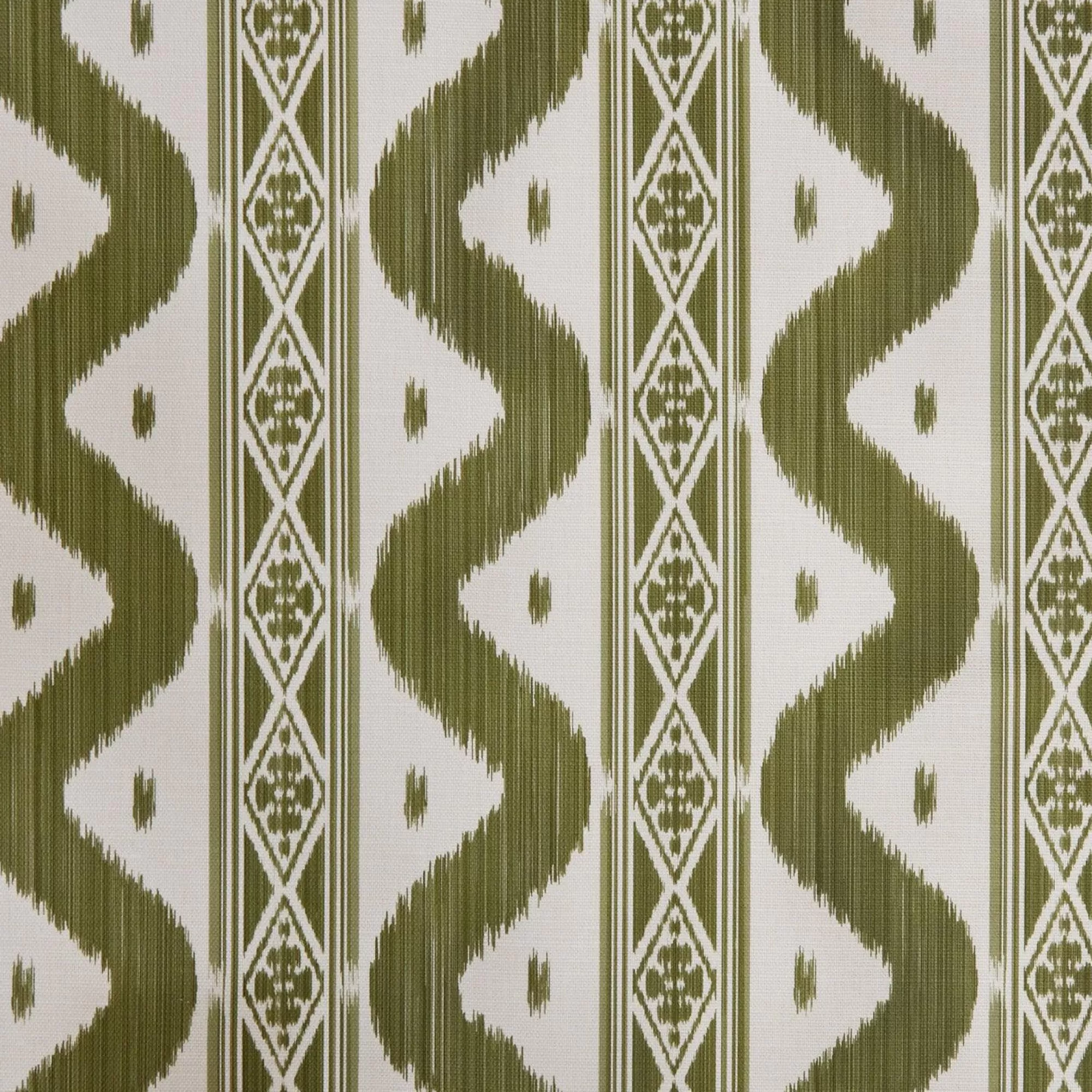 New Olive Green Ikat Stripe Fabric Serena Fresson Fabrics