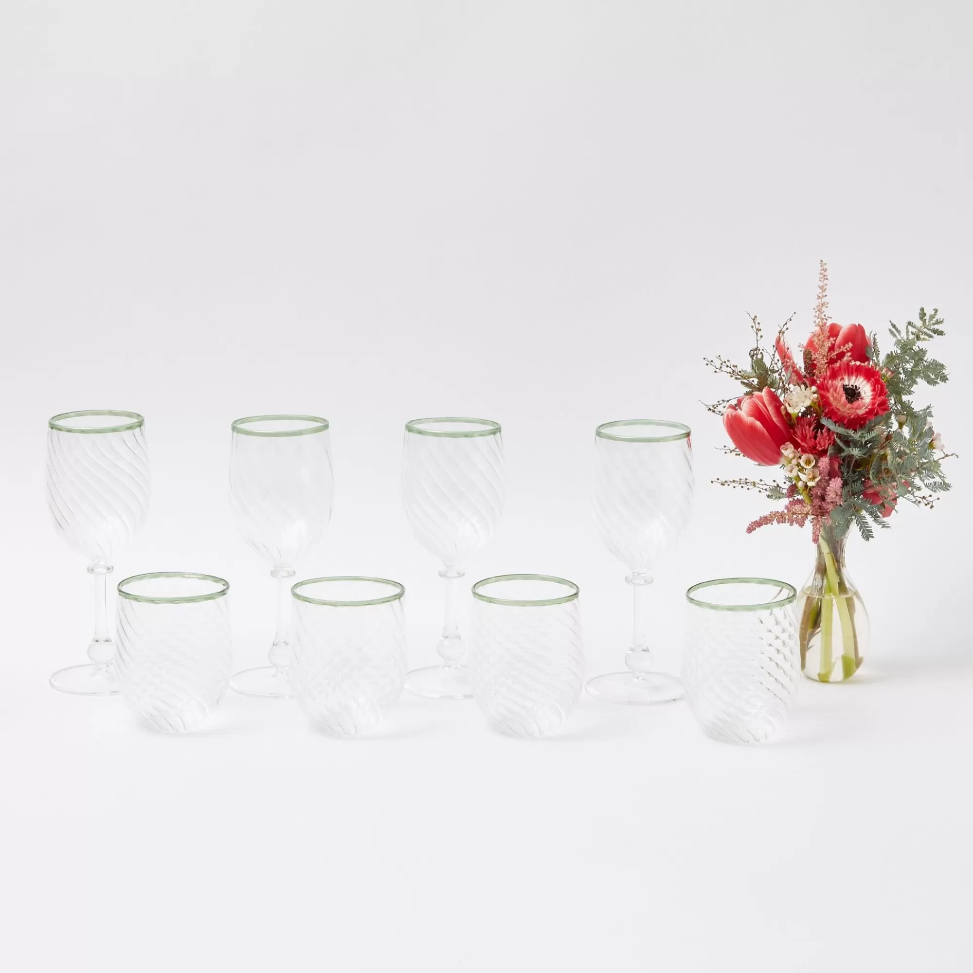 Best Sale Olive Rim Swirl Glassware Set Glasses