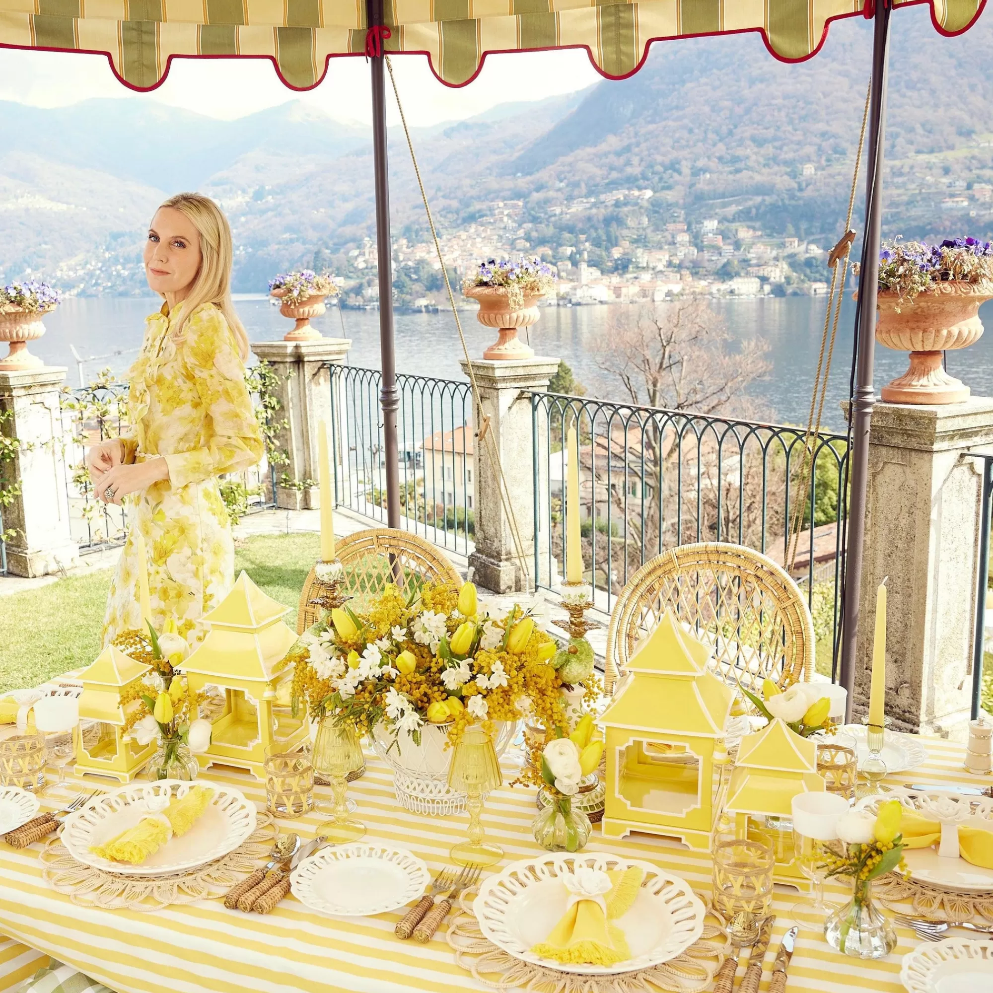 New Passalacqua Yellow Stripe Tablecloth Tablecloths