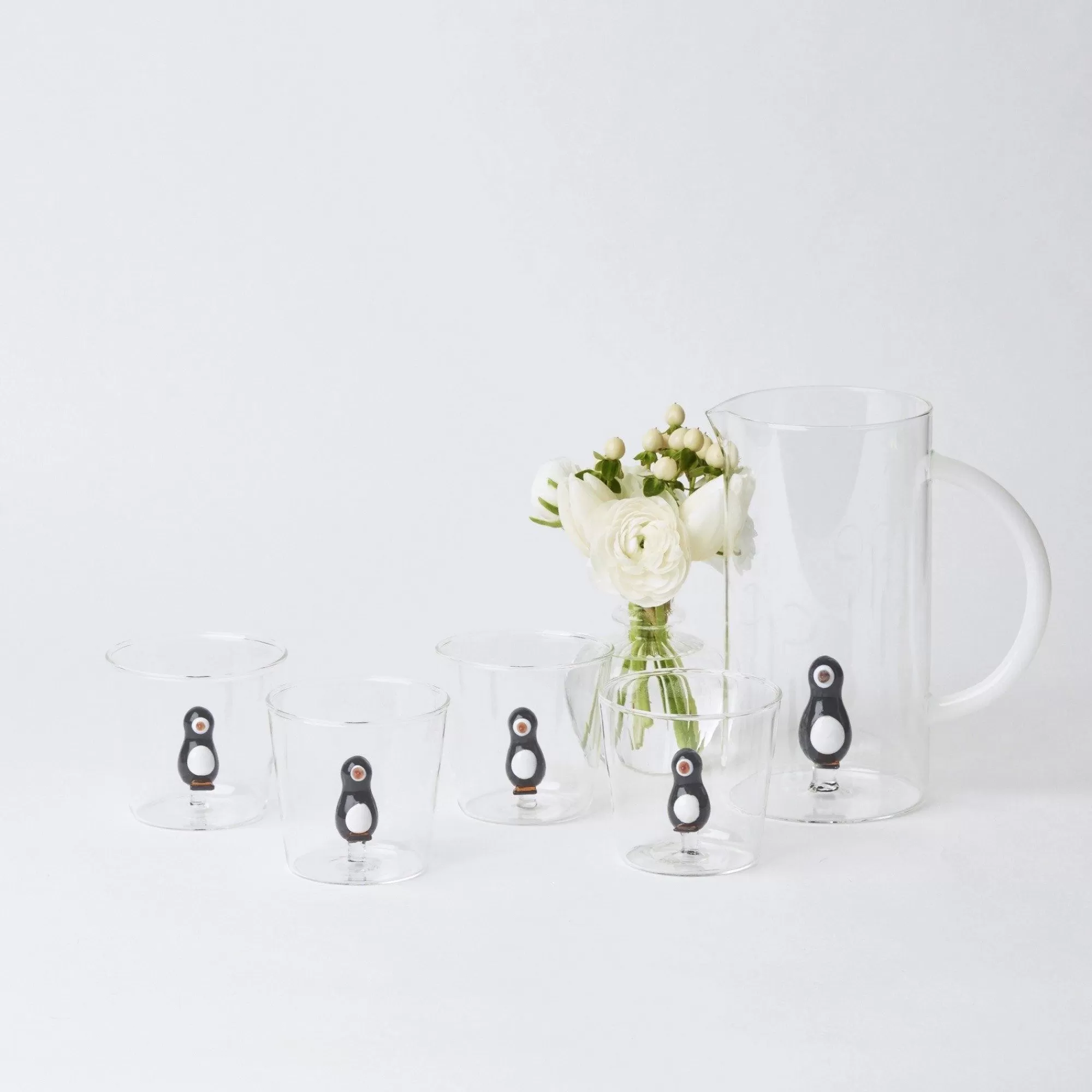 Clearance Penguin Water Glasses And Jug Set Glassware Sets