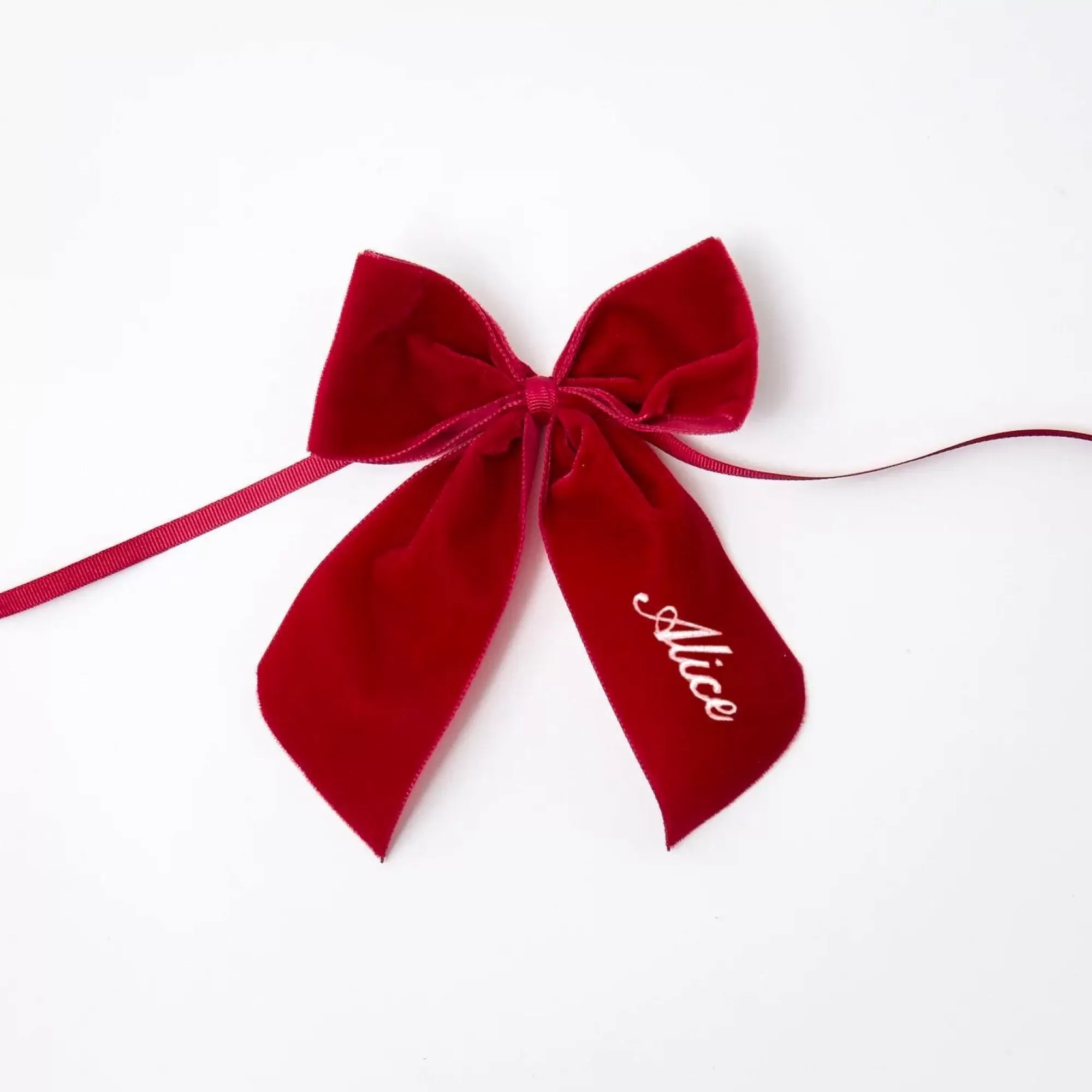 Online Personalised Red Velvet Napkin Bow Napkin Rings, Bows & Wreaths