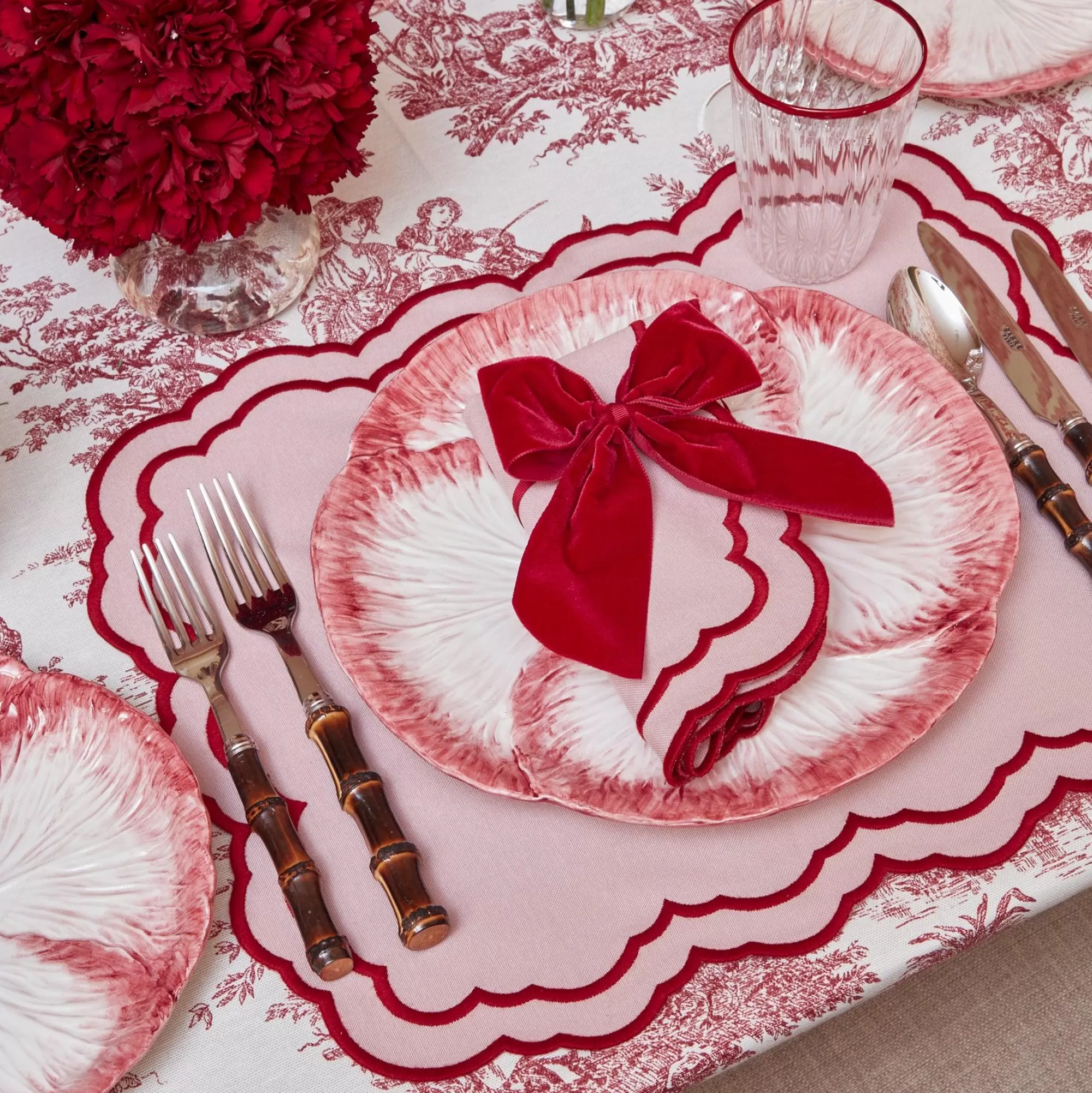 Online Personalised Red Velvet Napkin Bow Napkin Rings, Bows & Wreaths