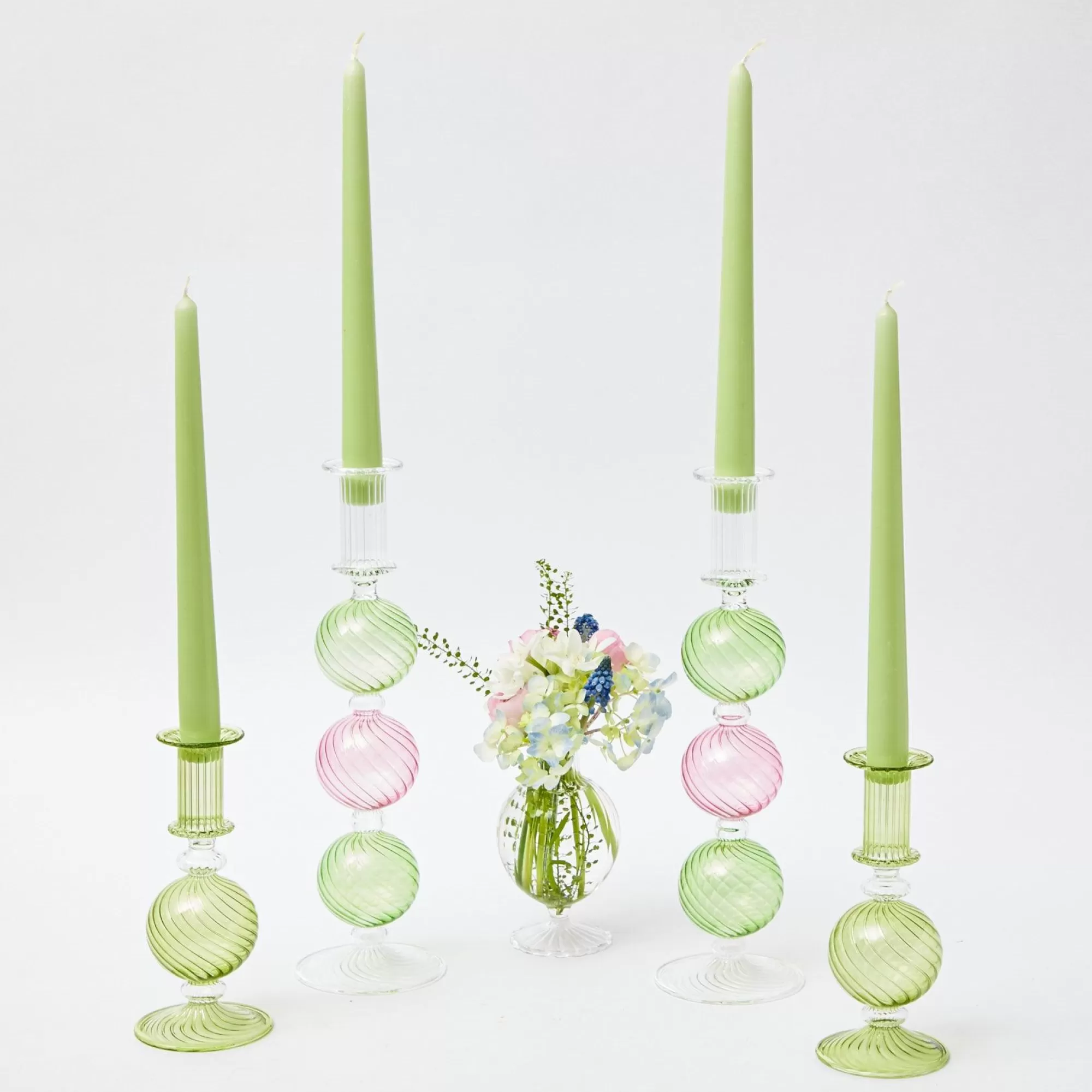 Clearance Pink & Green Camille Candle Set (Green Candles) Candlescapes