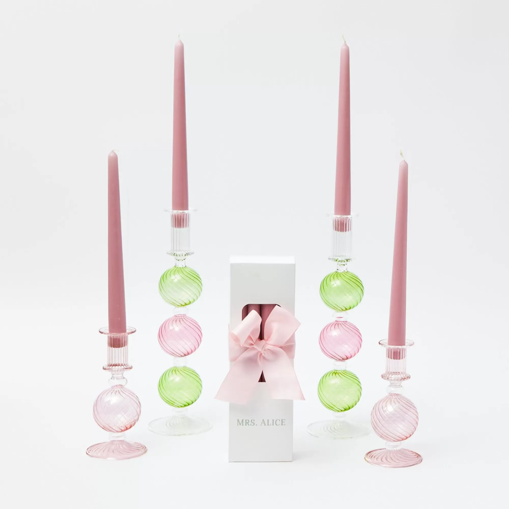 New Pink & Green Camille Candle Set (Pink Candles) Candlescapes