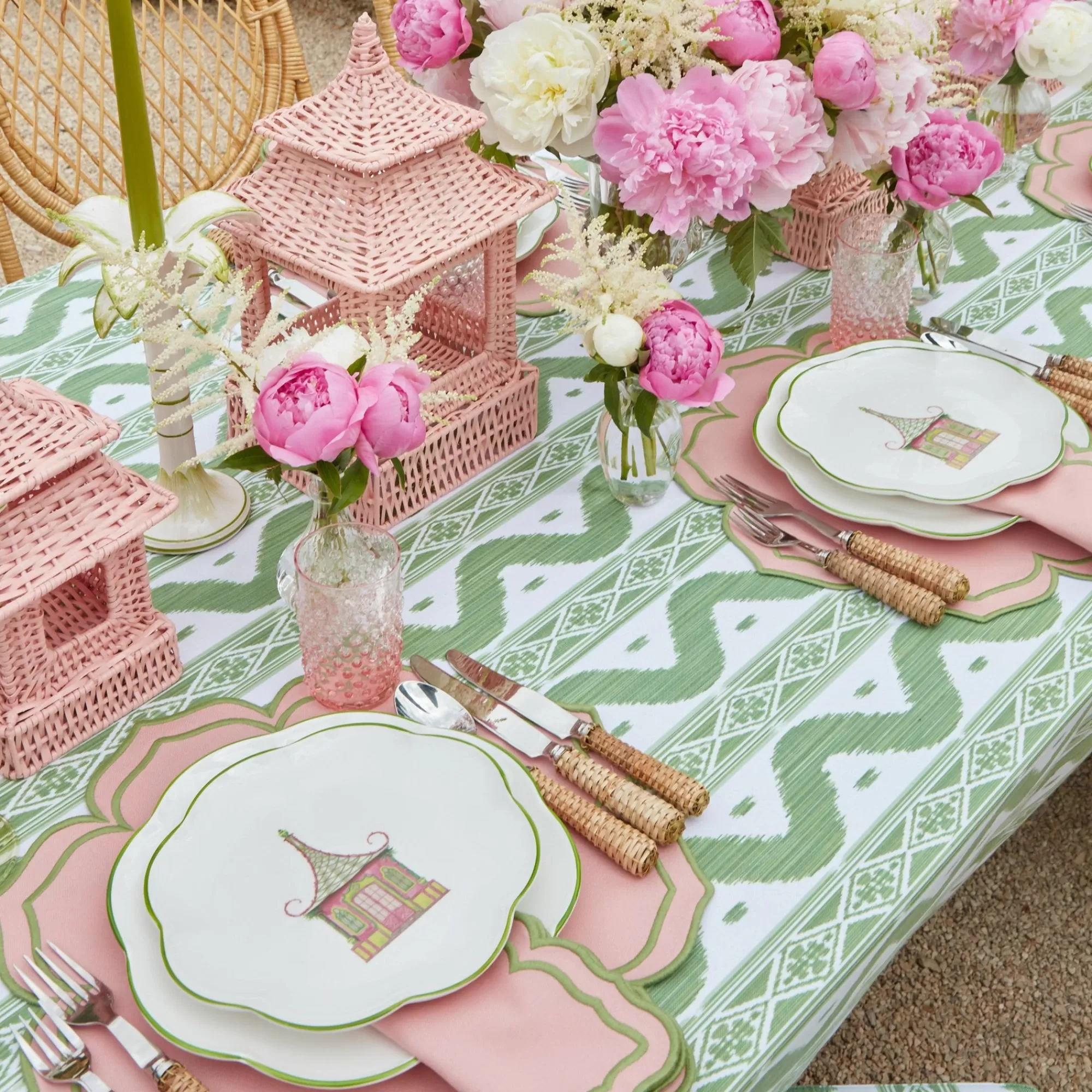 Best Sale Pink & Green Pagoda Dinner & Starter Plates (Set Of 8) Starter Plates