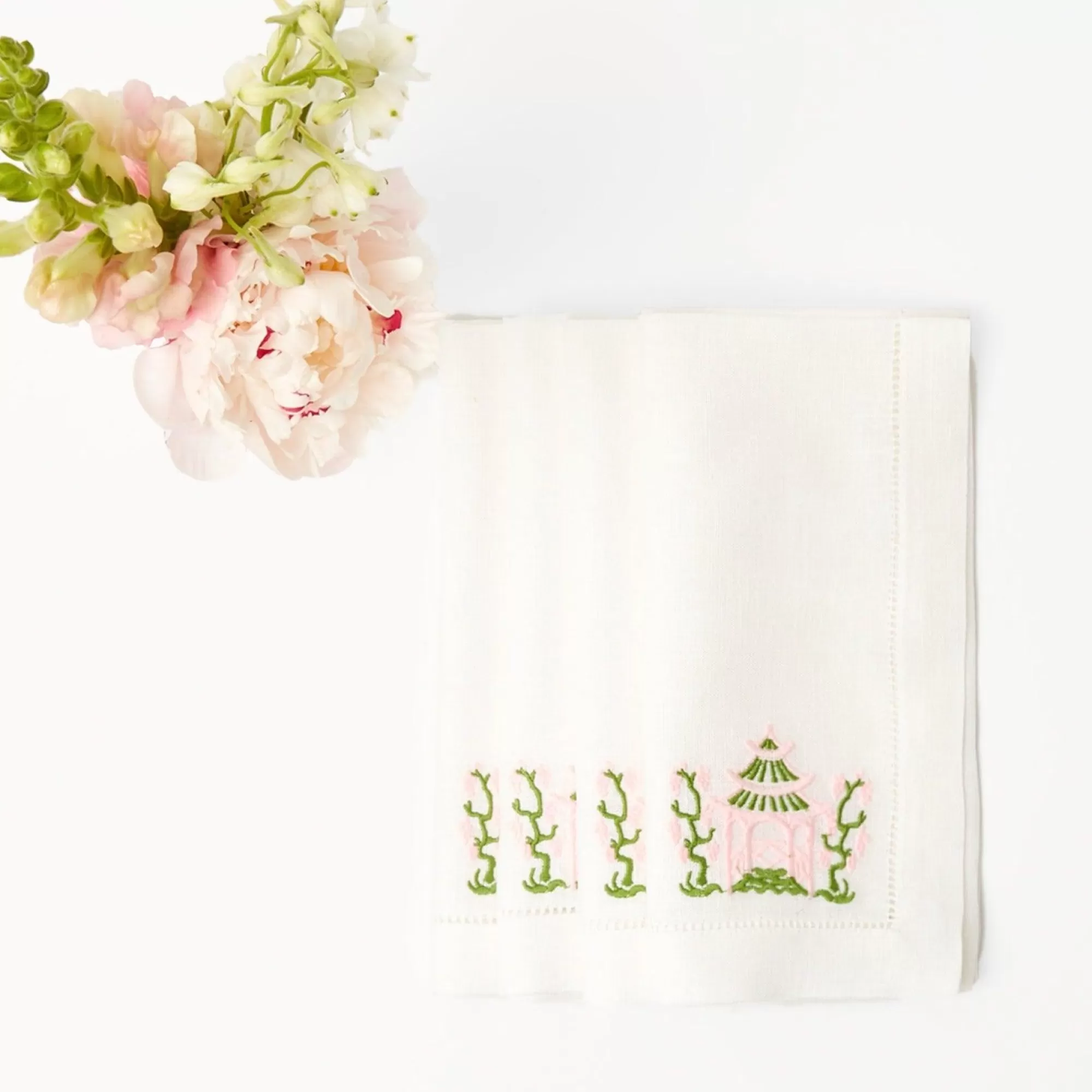 New Pink & Green Pagoda Napkins (Set Of 4) Napkins