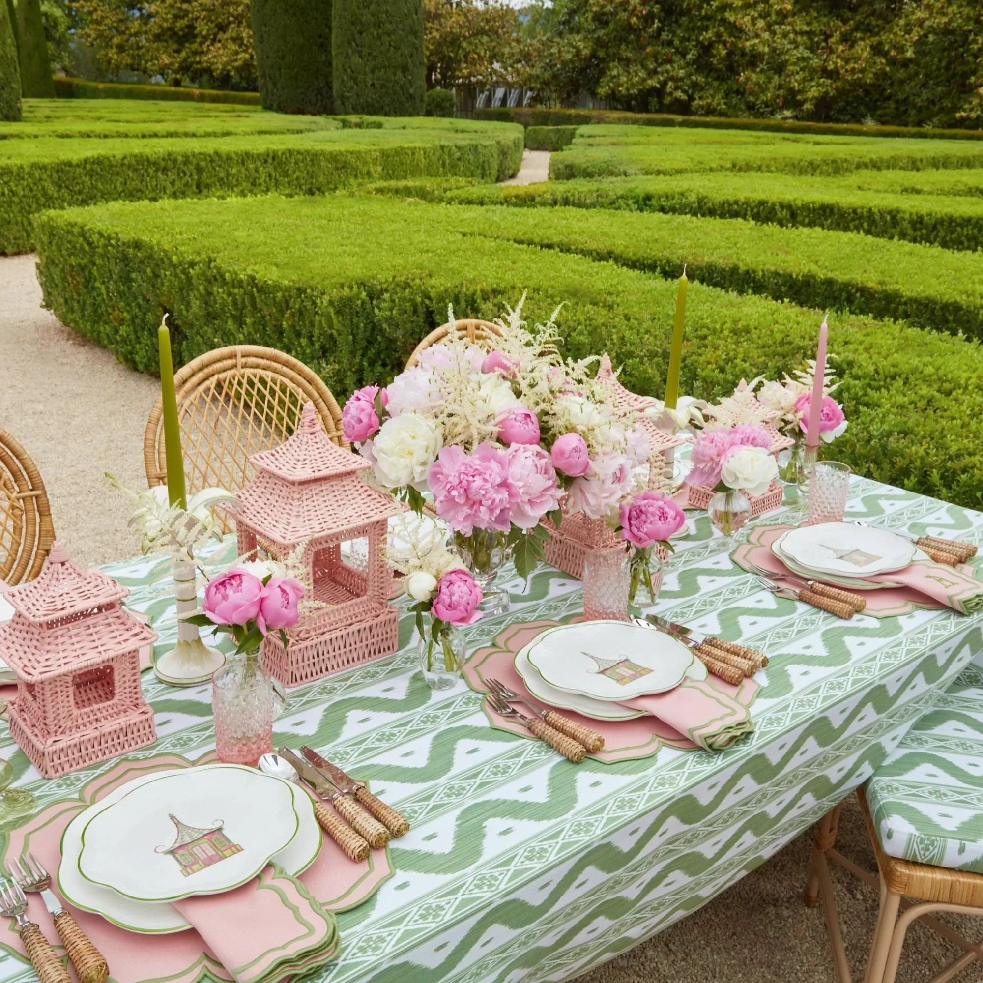 Shop Pink & Green Pagoda Starter Plate (Set Of 4) Crockery Sets