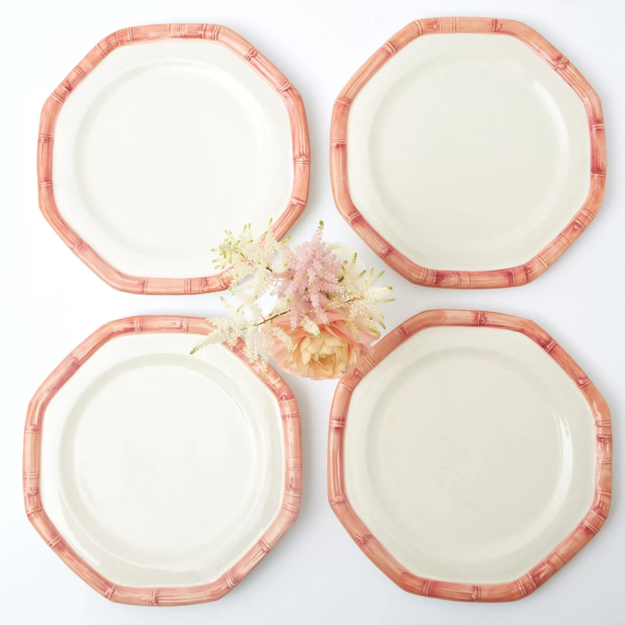 New Pink Geometric Bamboo Dinner Plate (Set Of 4) Crockery Sets