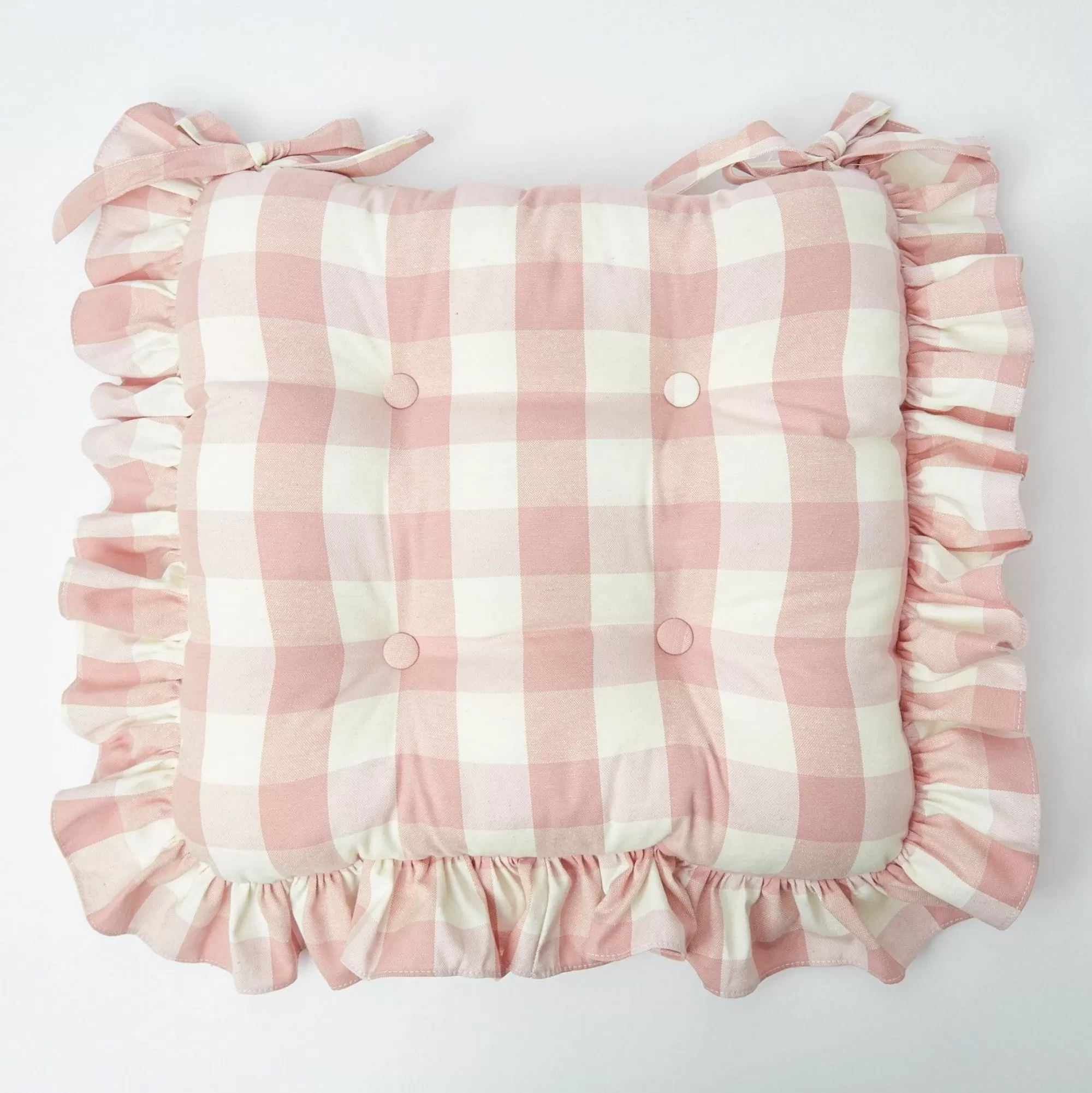 Shop Pink Gingham Ruffle Seat Pad Cushion Cushions