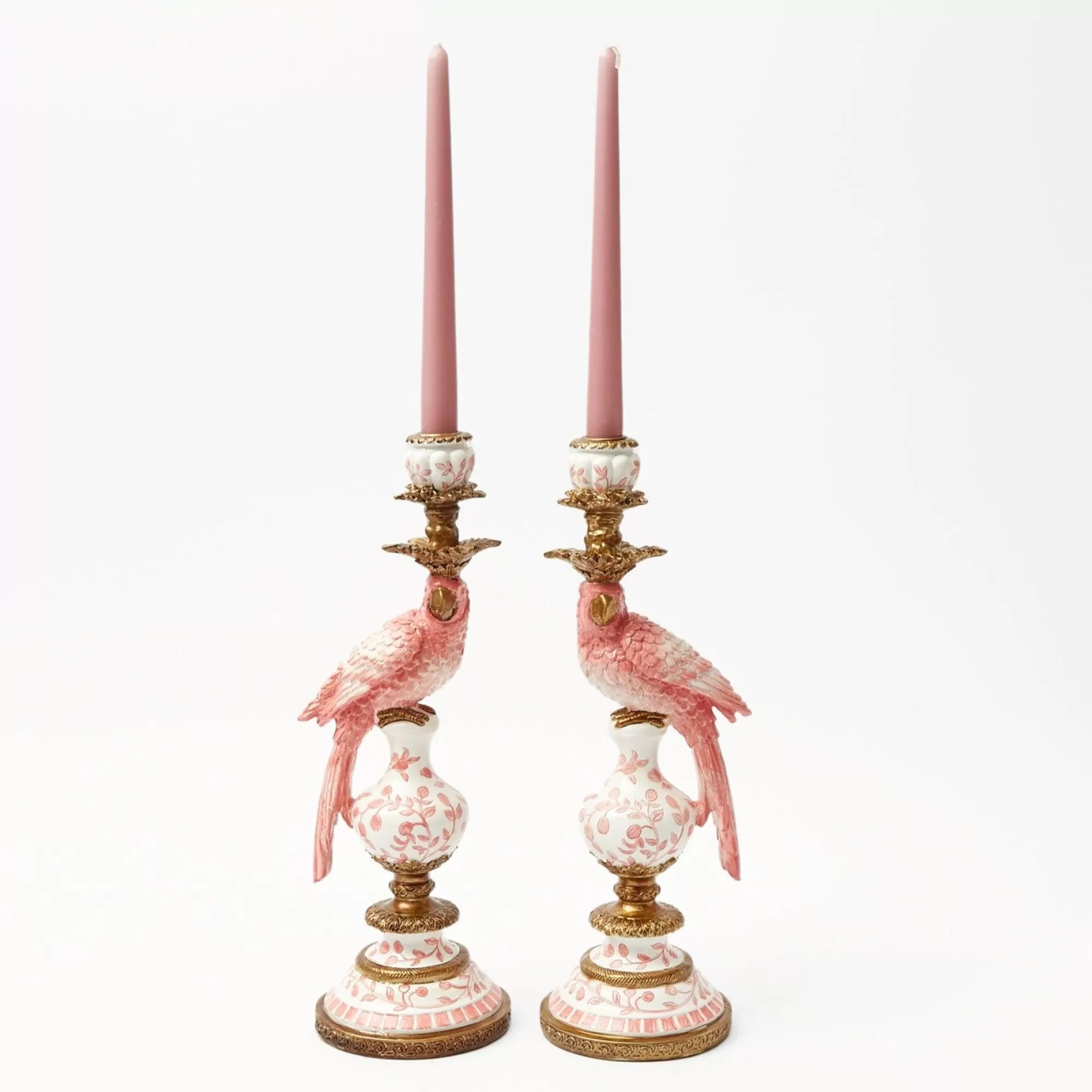 Discount Pink Parrot Candle Holder (Pair) Candle Holders