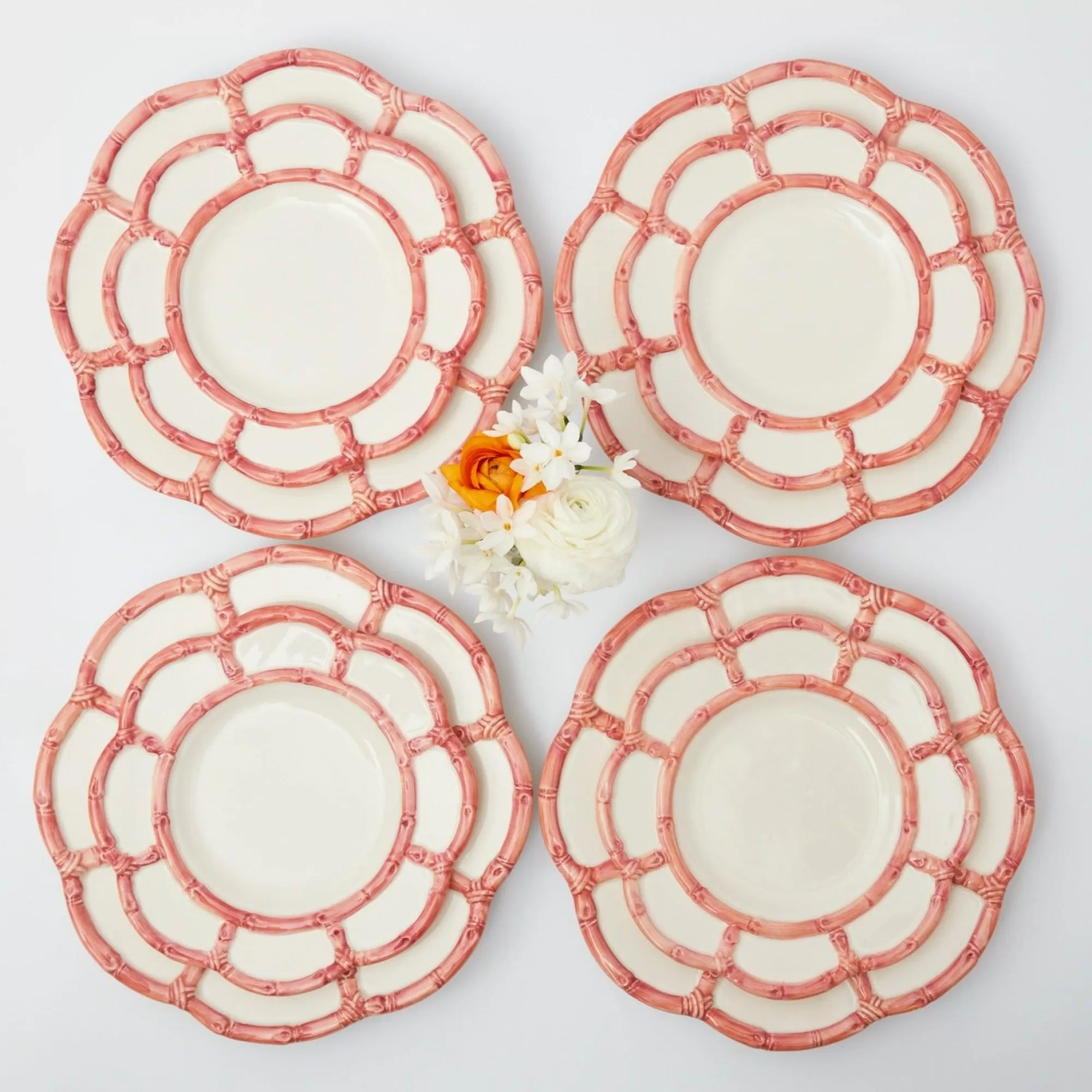 Cheap Pink Petal Bamboo Dinner & Starter Plates (Set Of 8) Crockery Sets