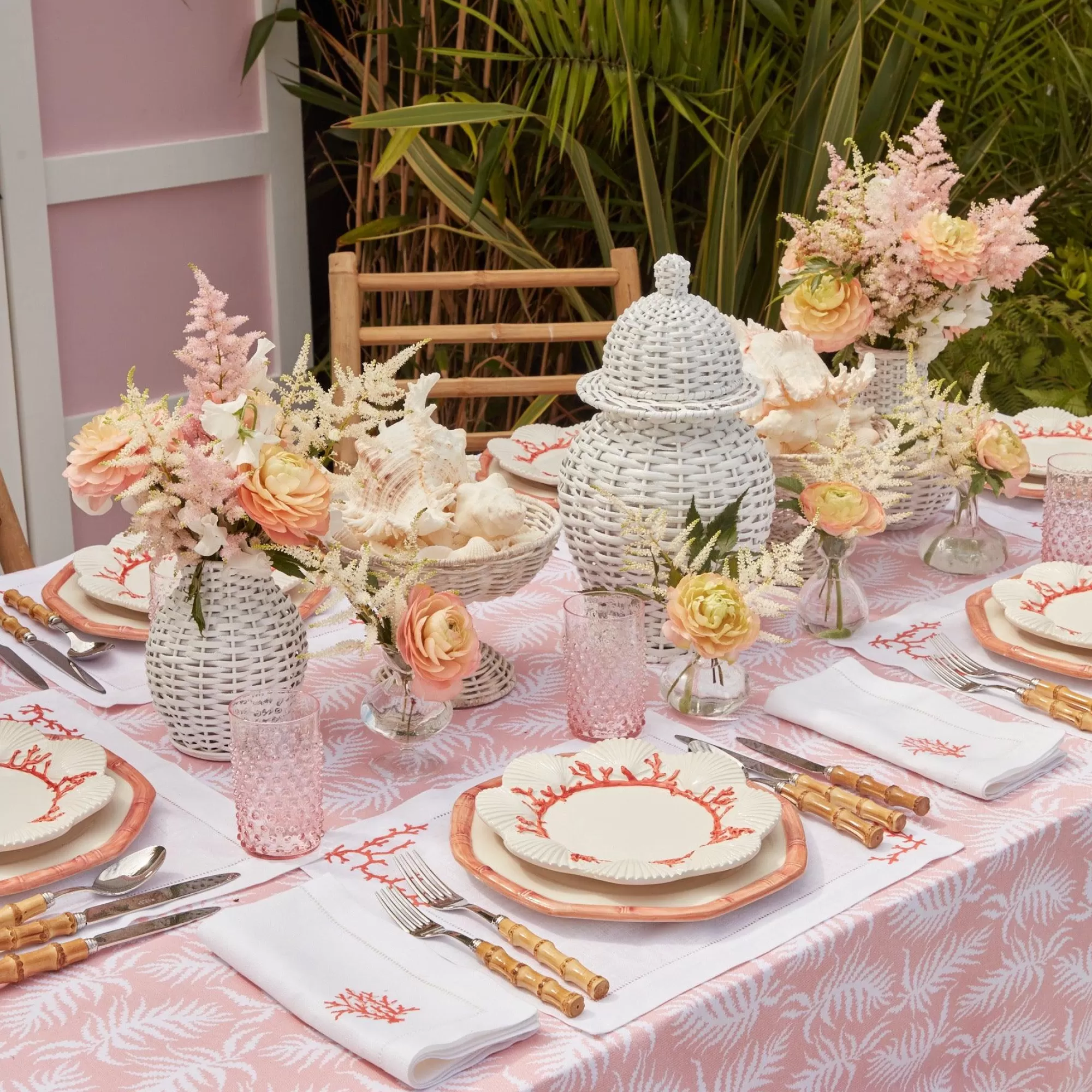 Cheap Pink Trailing Ferns Tablecloth Tablecloths