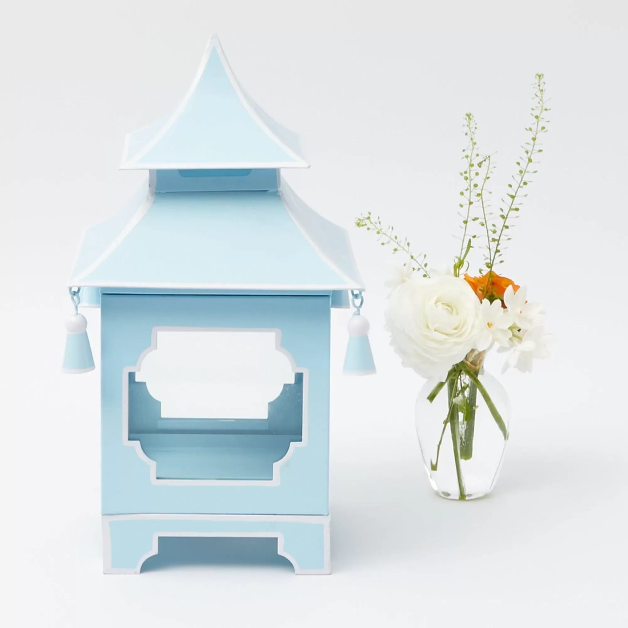 Store Powder Blue Pagoda Lantern Candle Holders