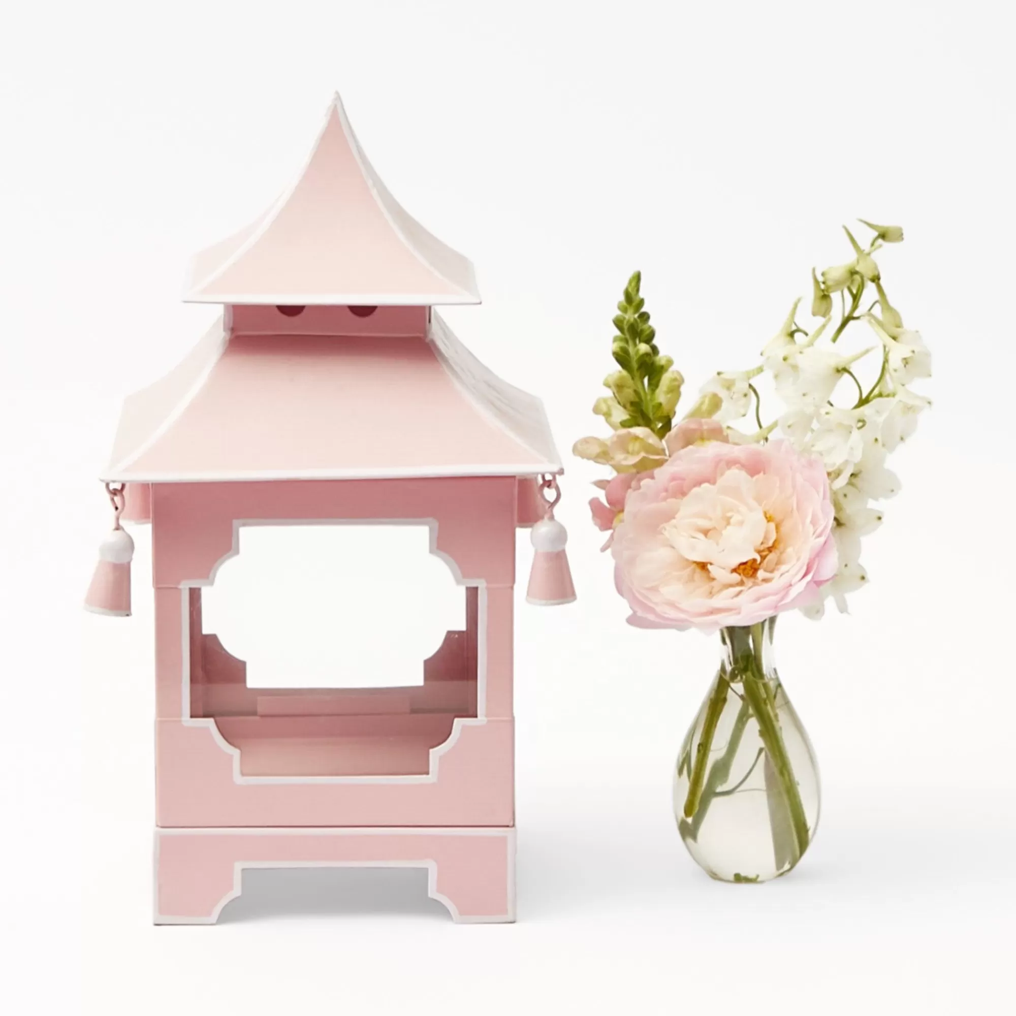 Fashion Powder Pink Pagoda Lantern Candle Holders