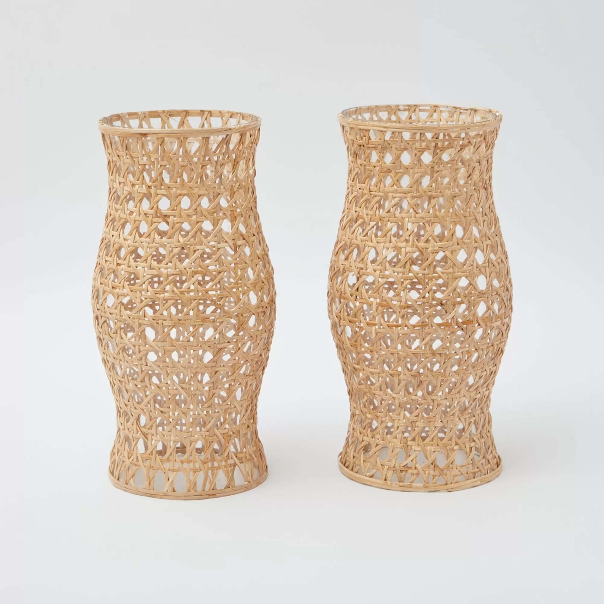 Best Rattan Hurricane Lantern (Pair) Candle Holders