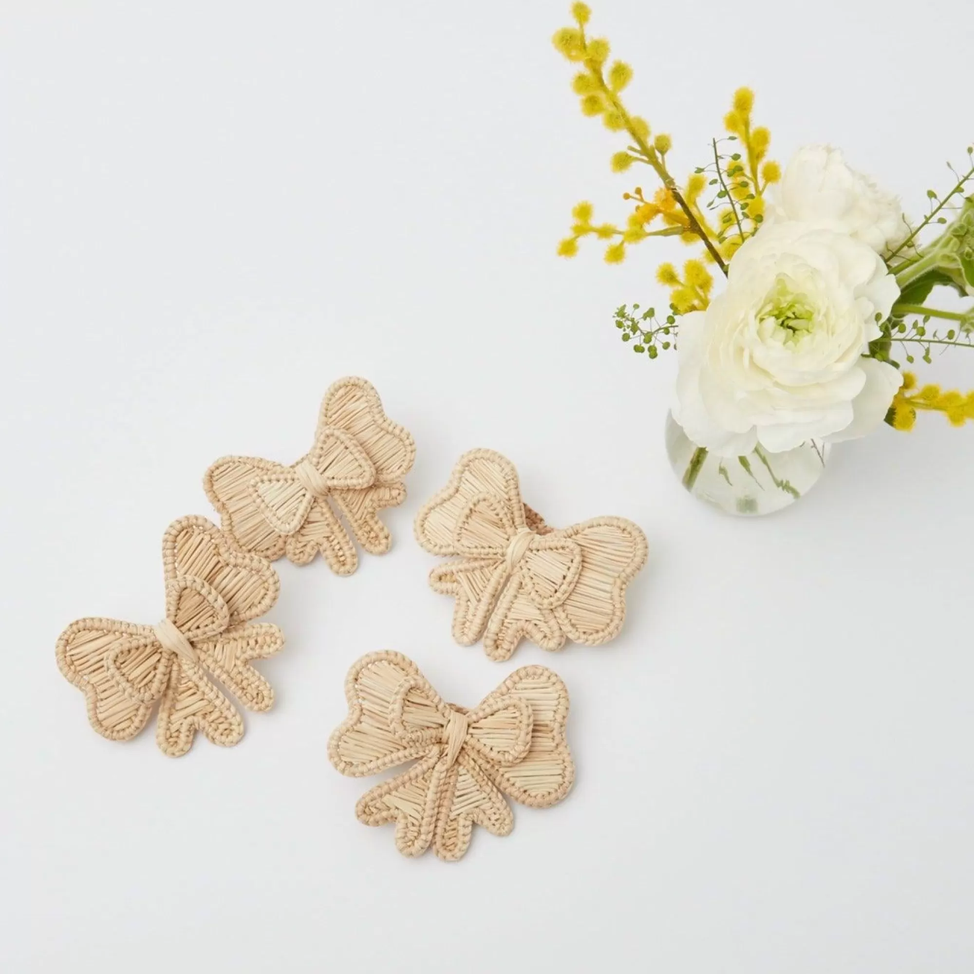 Outlet Rattan Napkin Bows (Set Of 4) Napkin Rings, Bows & Wreaths