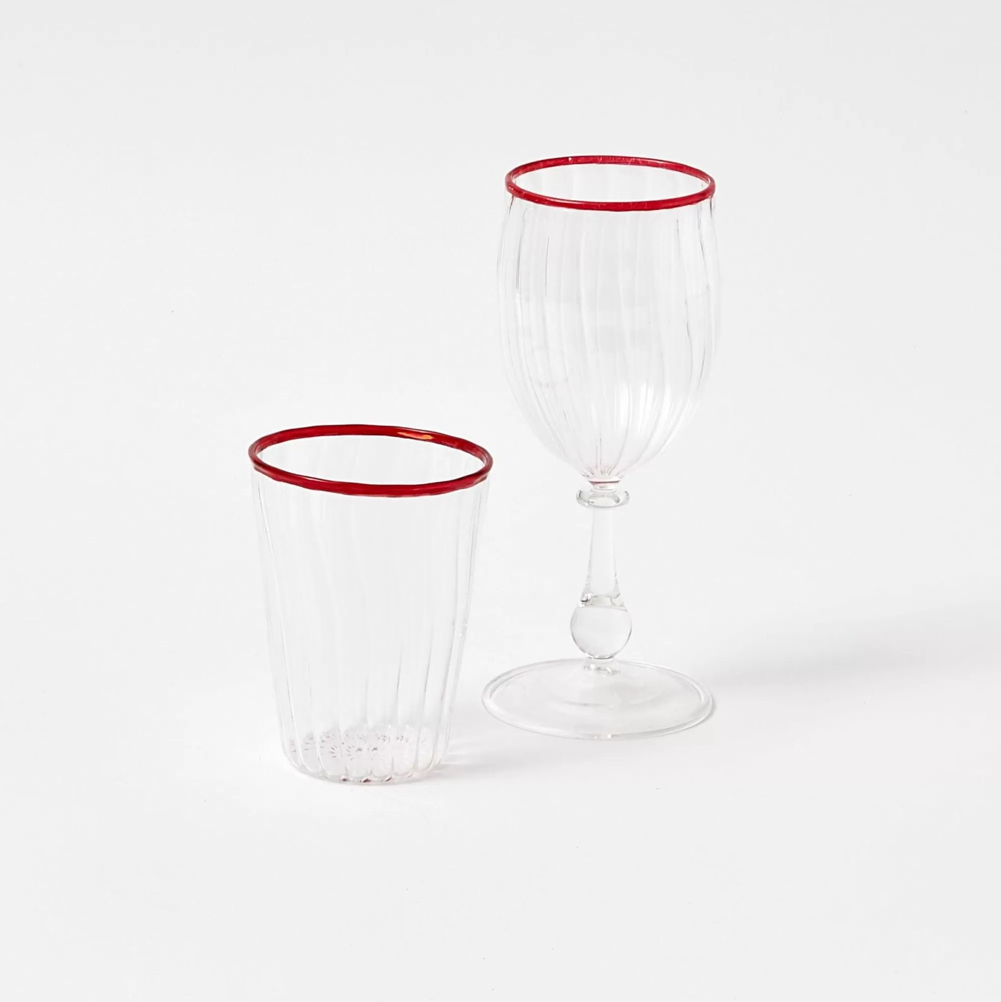 Flash Sale Red Rim Glassware (Set Of 8) Glasses