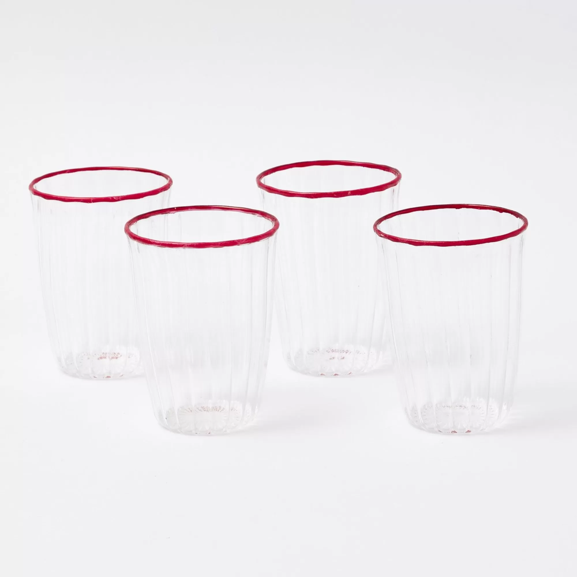 New Red Rim Water Glasses (Set Of 4) Glasses