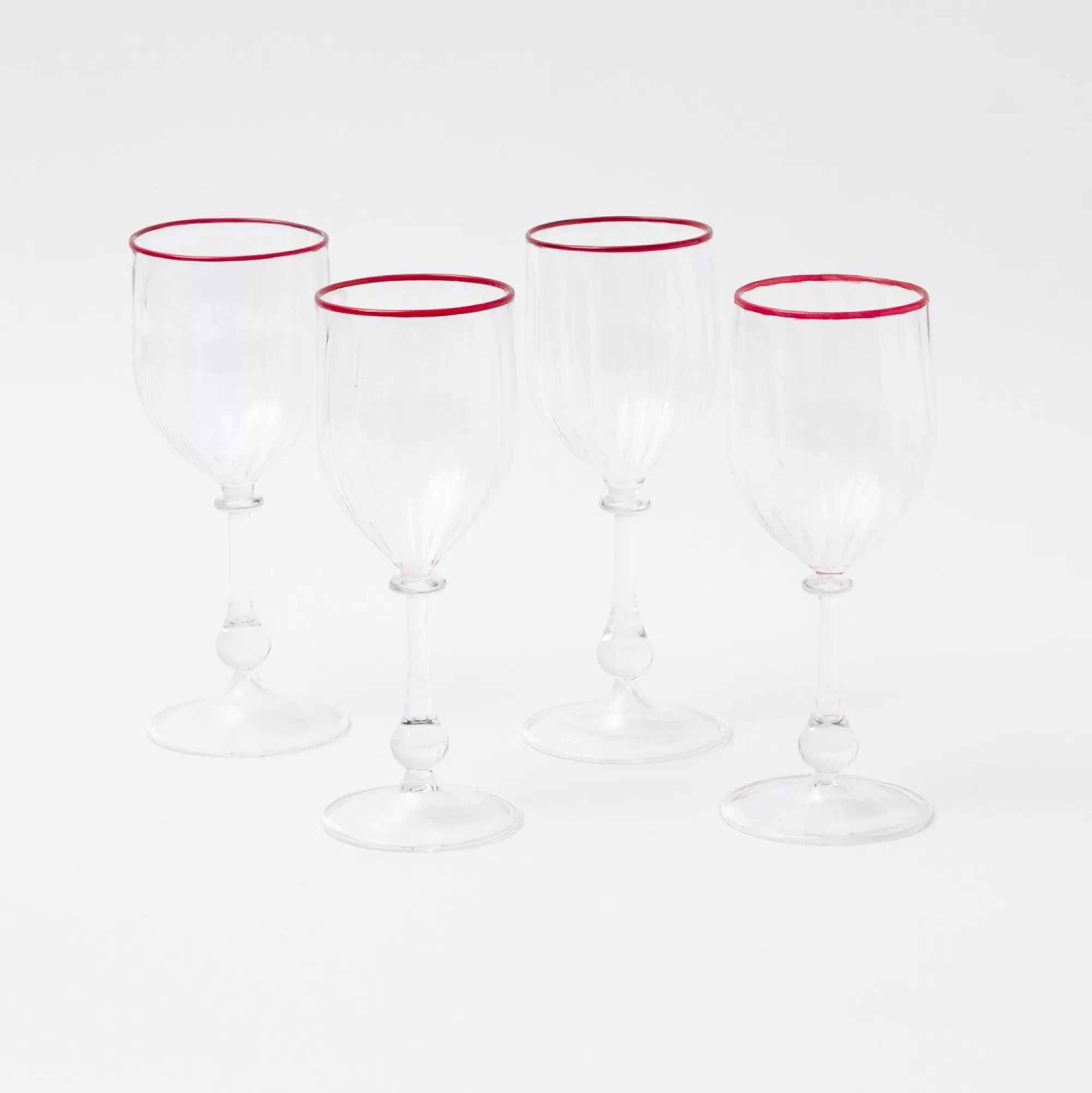 Fashion Red Rim Wine Glasses (Set Of 4) Glasses