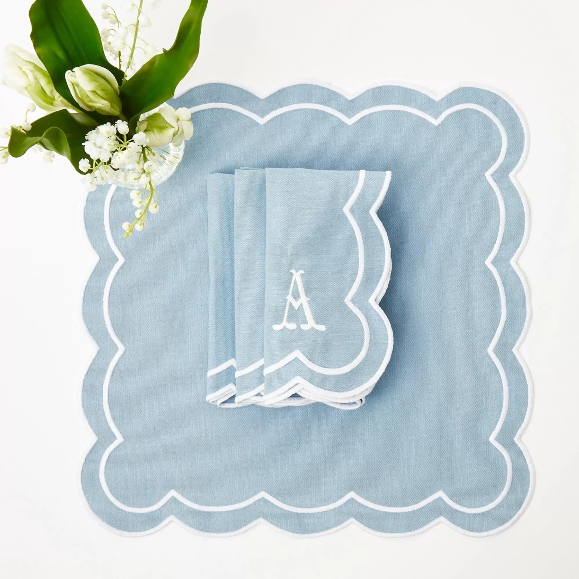 Shop Serena Applique Blue Napkins (Set Of 4) Napkins