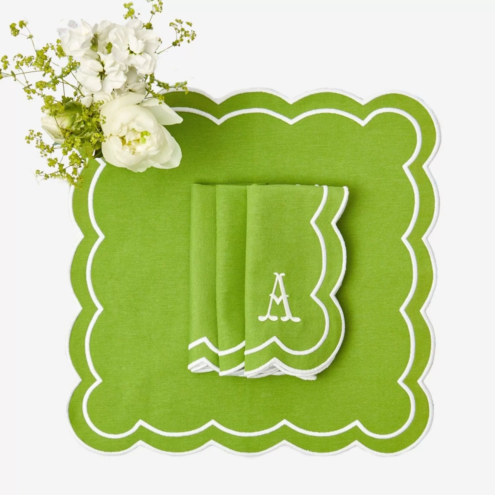 Flash Sale Serena Applique Green Napkins (Set Of 4) Napkins