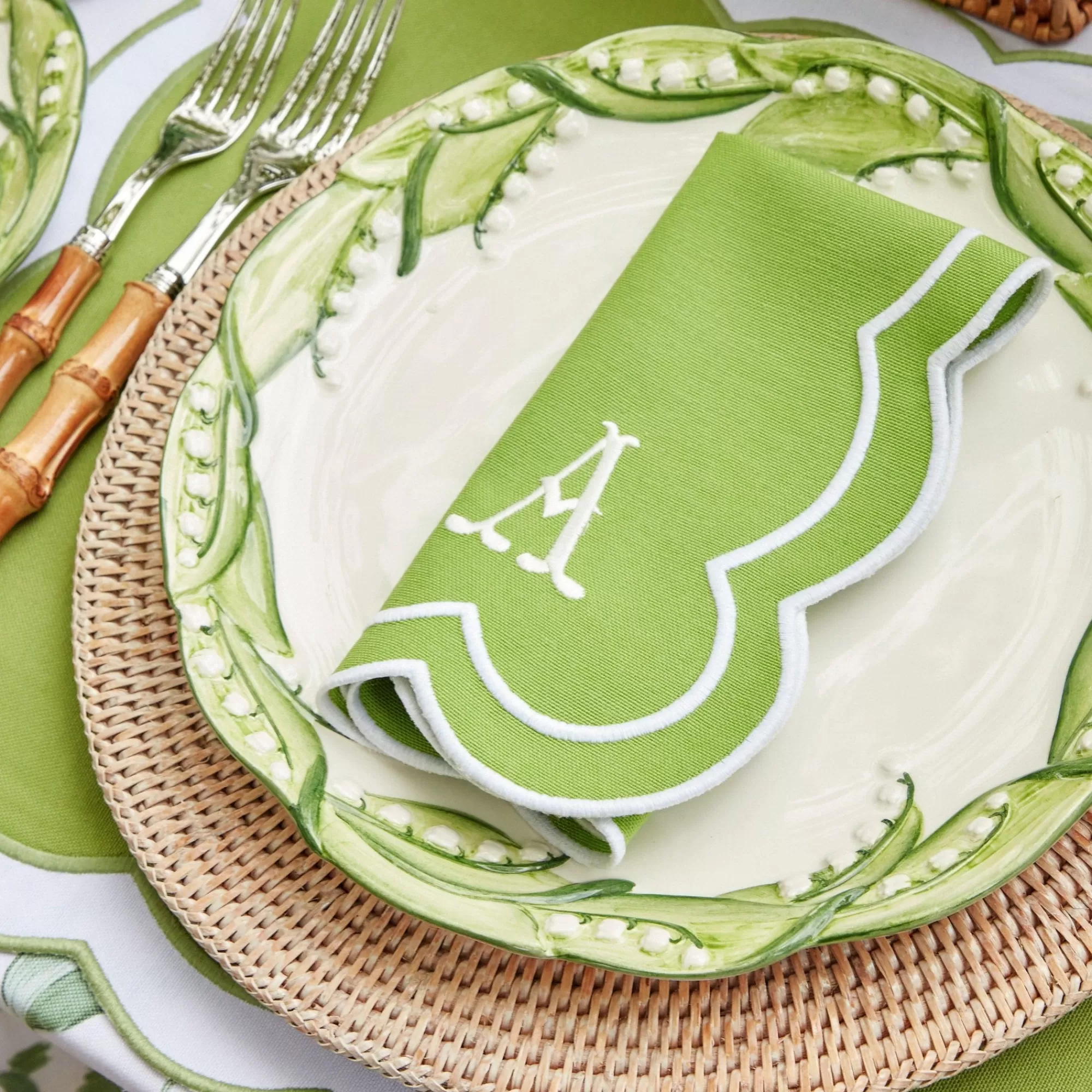 Flash Sale Serena Applique Green Napkins (Set Of 4) Napkins