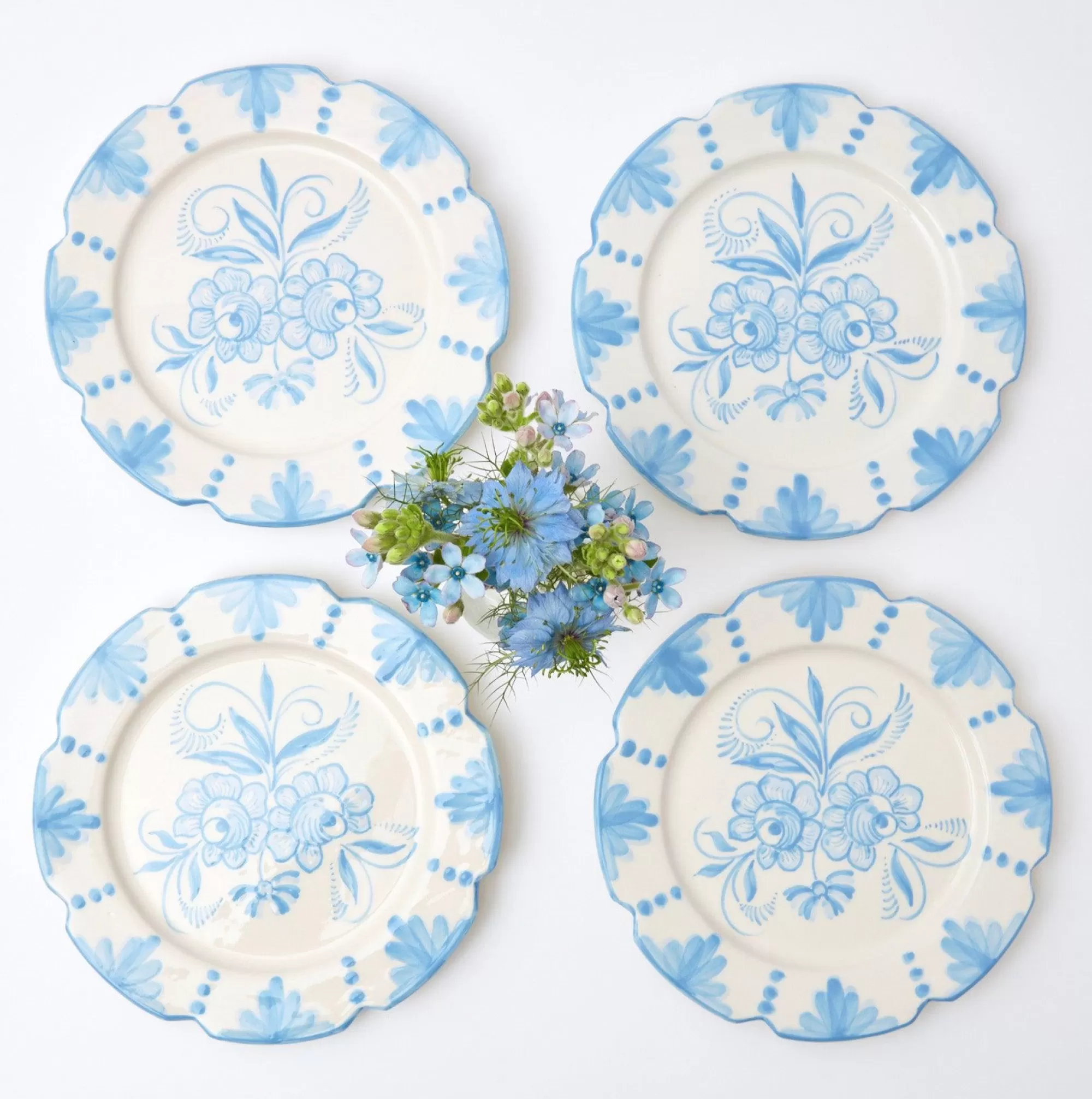 Cheap Seville Blue Gardenia Starter Plate (Set Of 4) Crockery Sets