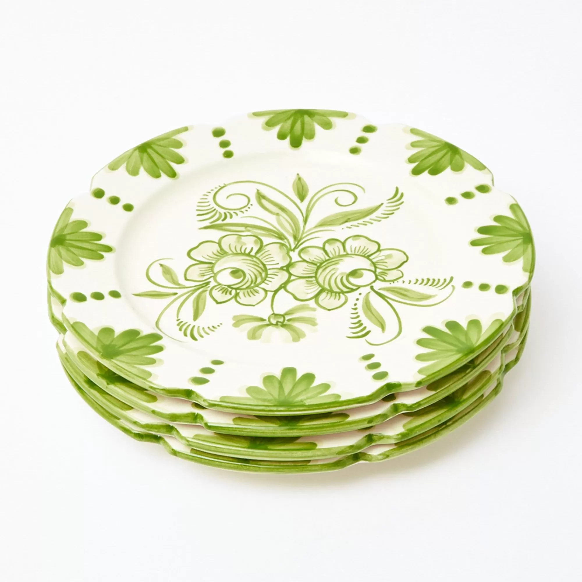 Shop Seville Green Gardenia Dinner & Starter Plates (Set Of 8) Dinner Plates