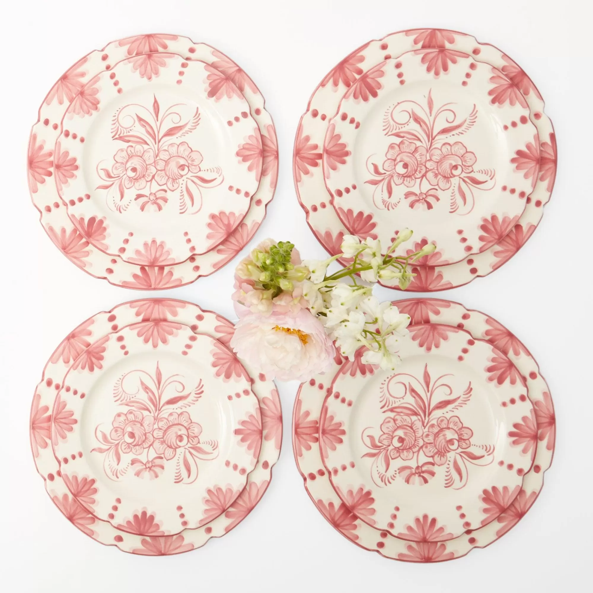 Cheap Seville Pink Gardenia Dinner & Starter Plates (Set Of 8) Starter Plates