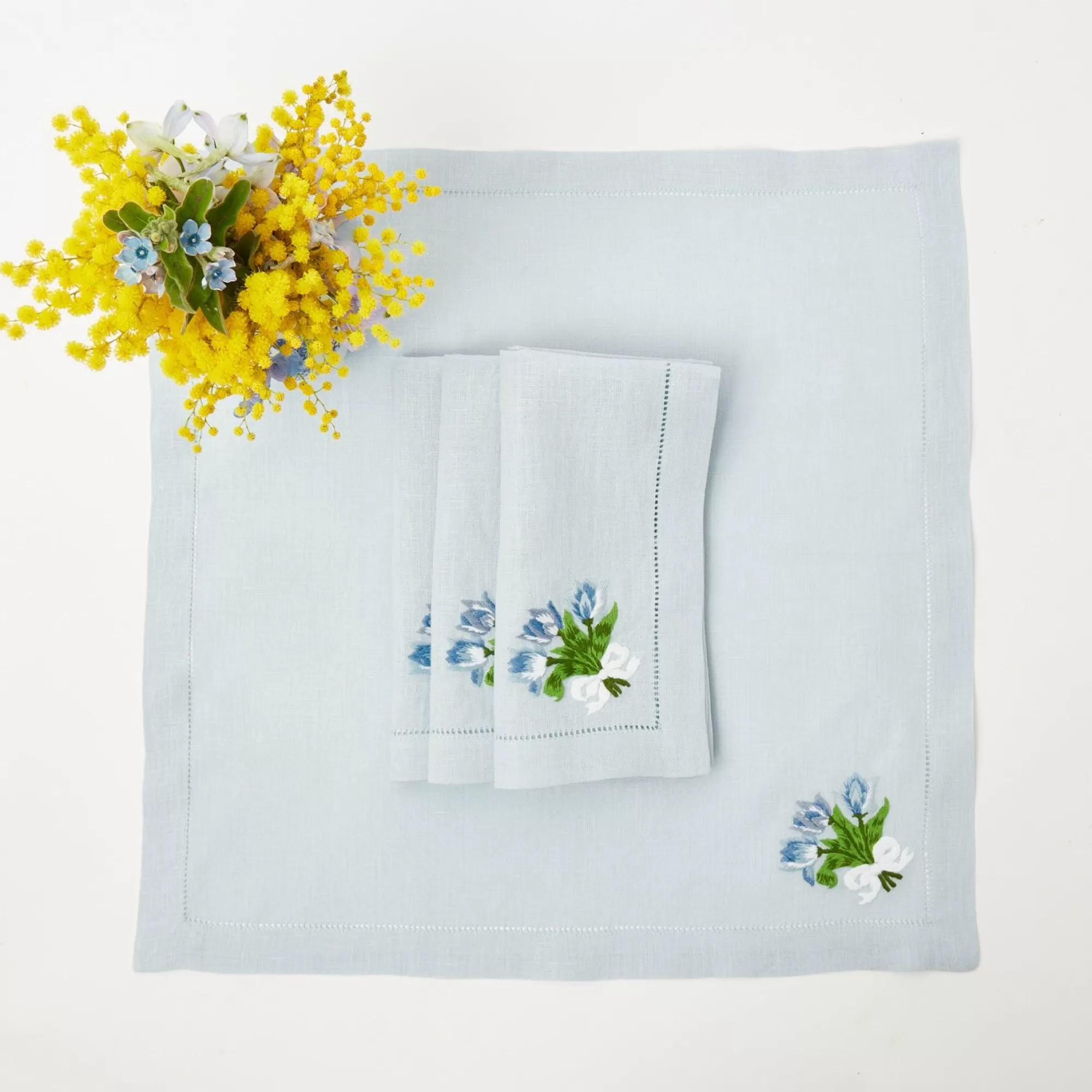 Outlet Sky Blue Linen Tulip Napkins (Set Of 4) Napkins