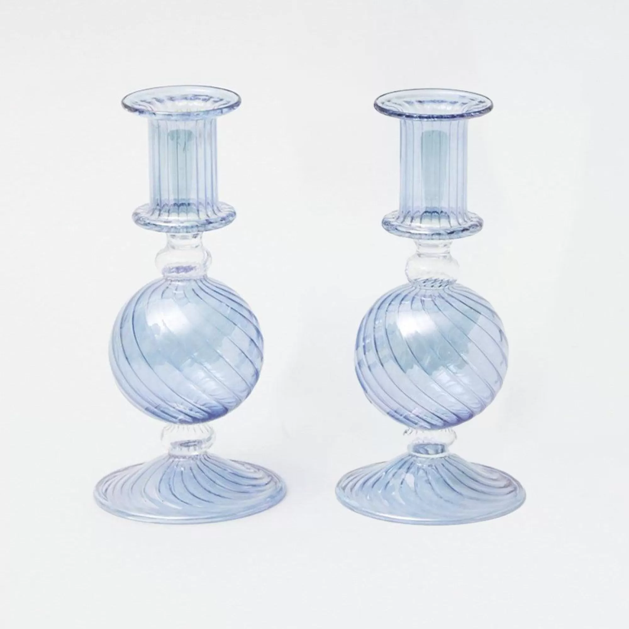 New Small Camille Azure Candle Holders (Pair) Candle Holders