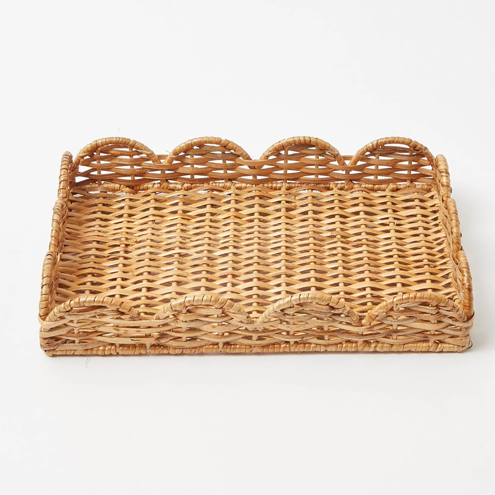 Hot Small Scalloped Rattan Tray Rattan Tableware