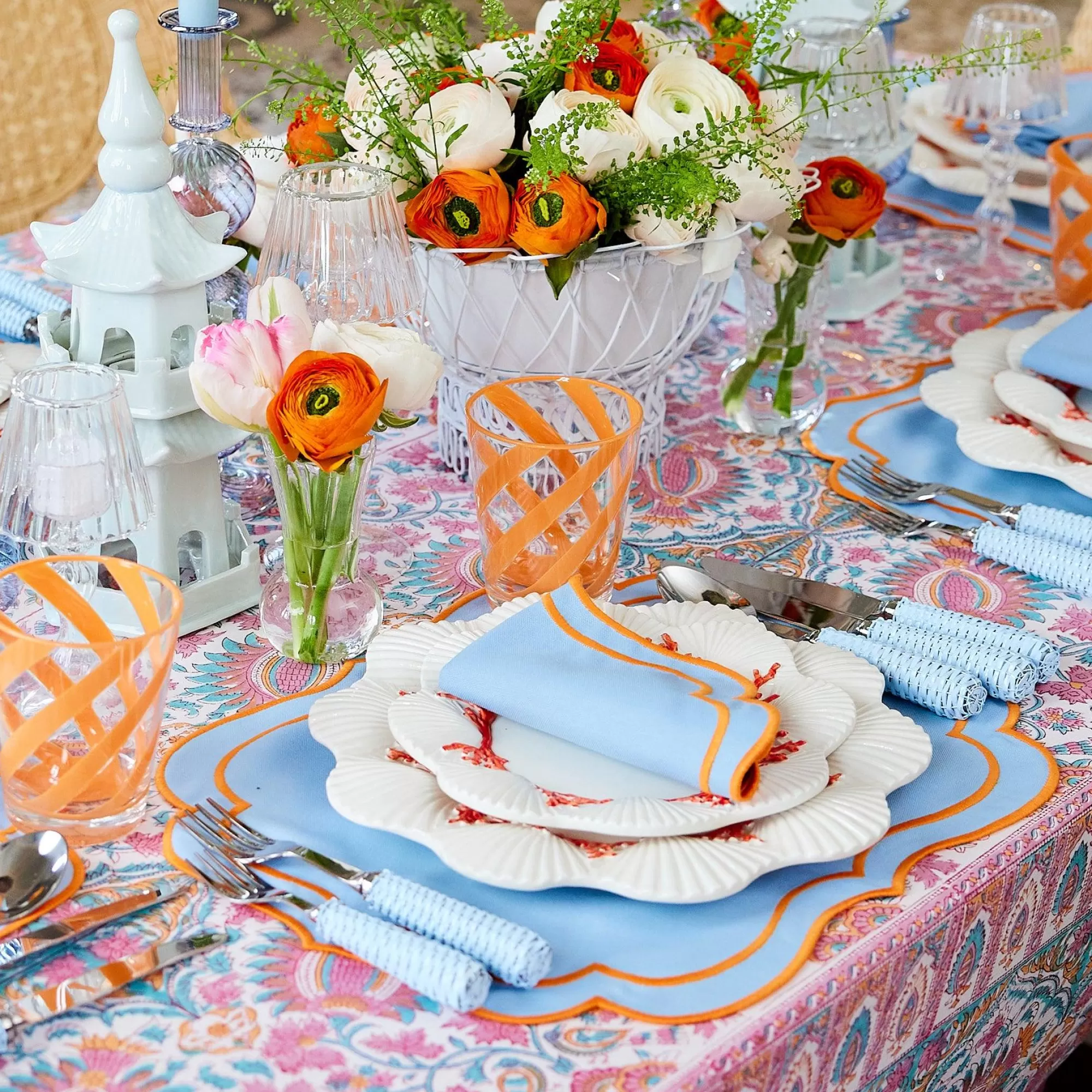 Shop Sylvie Blue & Orange Napkins (Set Of 4) Napkins