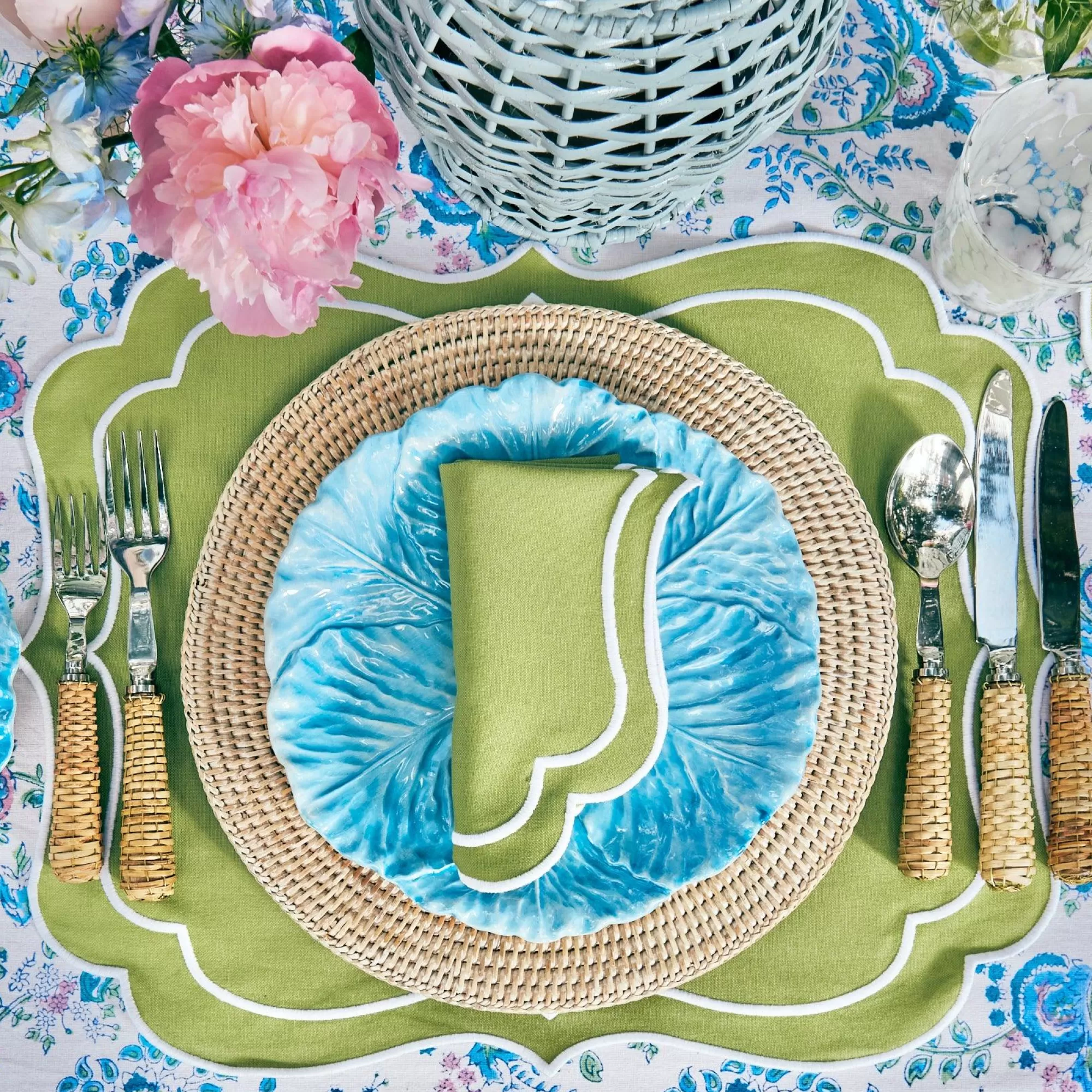 Online Sylvie Green Embroidered Placemats (Set Of 4) Placemats