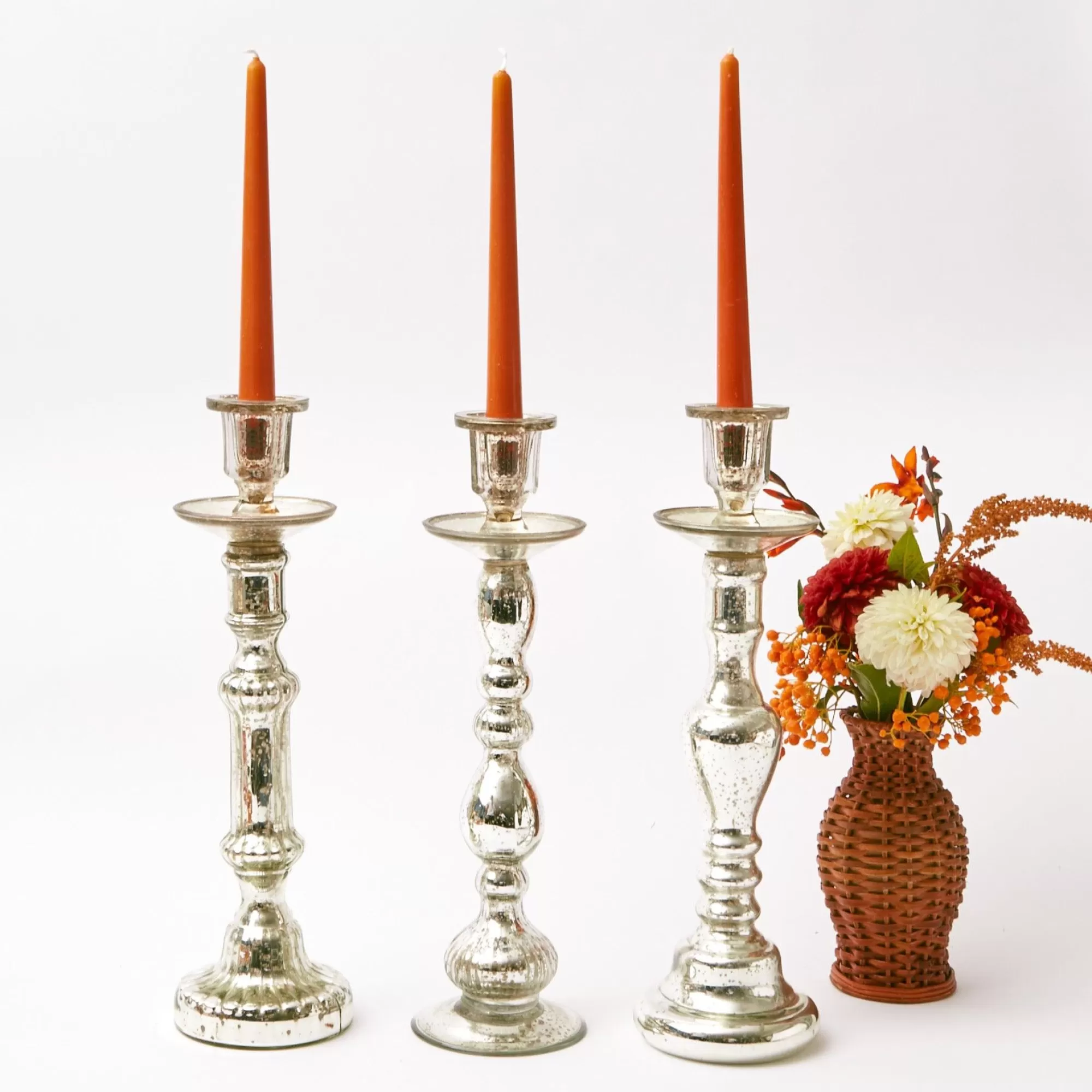 Fashion Tall Mercury Glass Candle Holder Trio Candle Holders