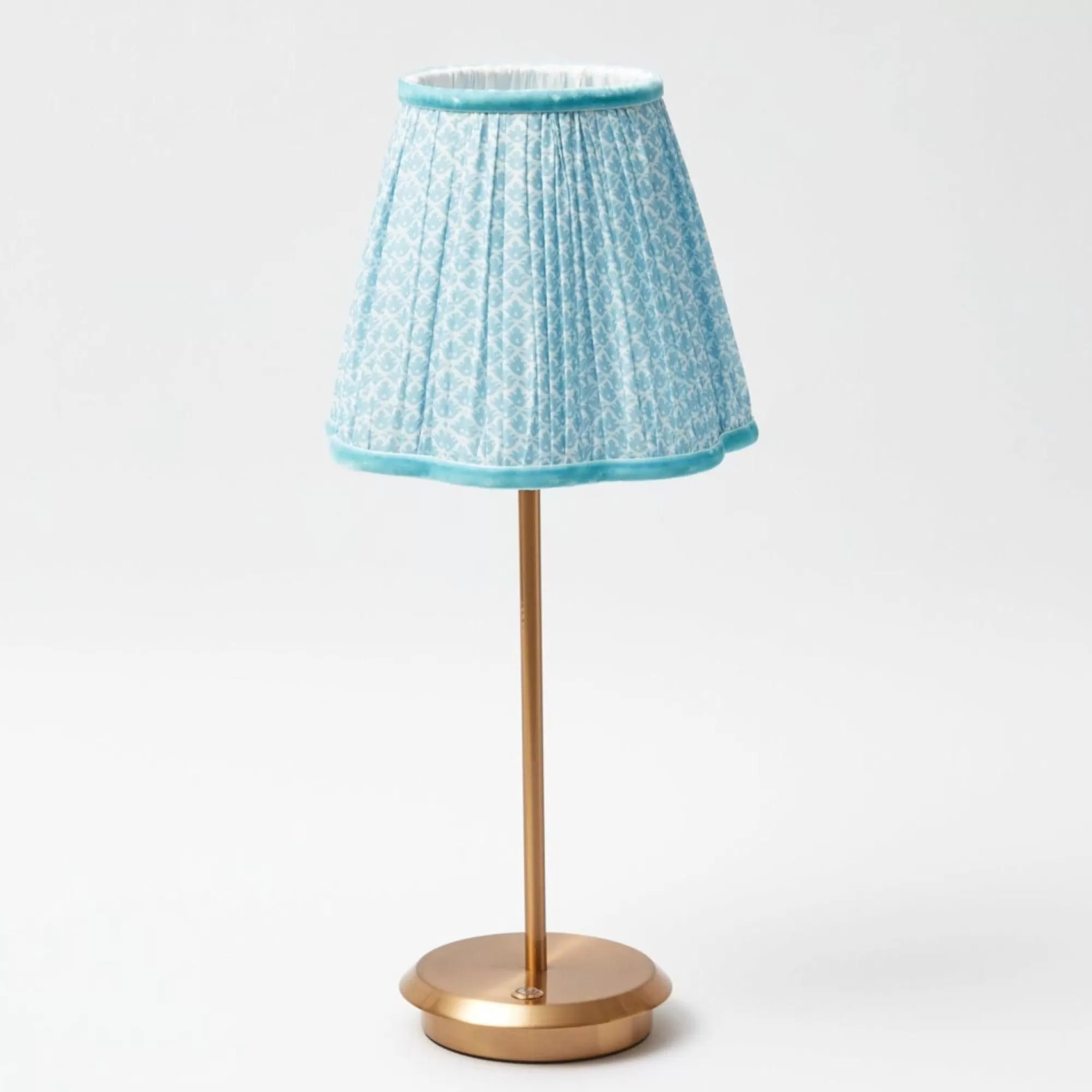 Sale Tall Rechargeable Lamp With Baby Blue Lotus Lampshade Lamps & Lighting