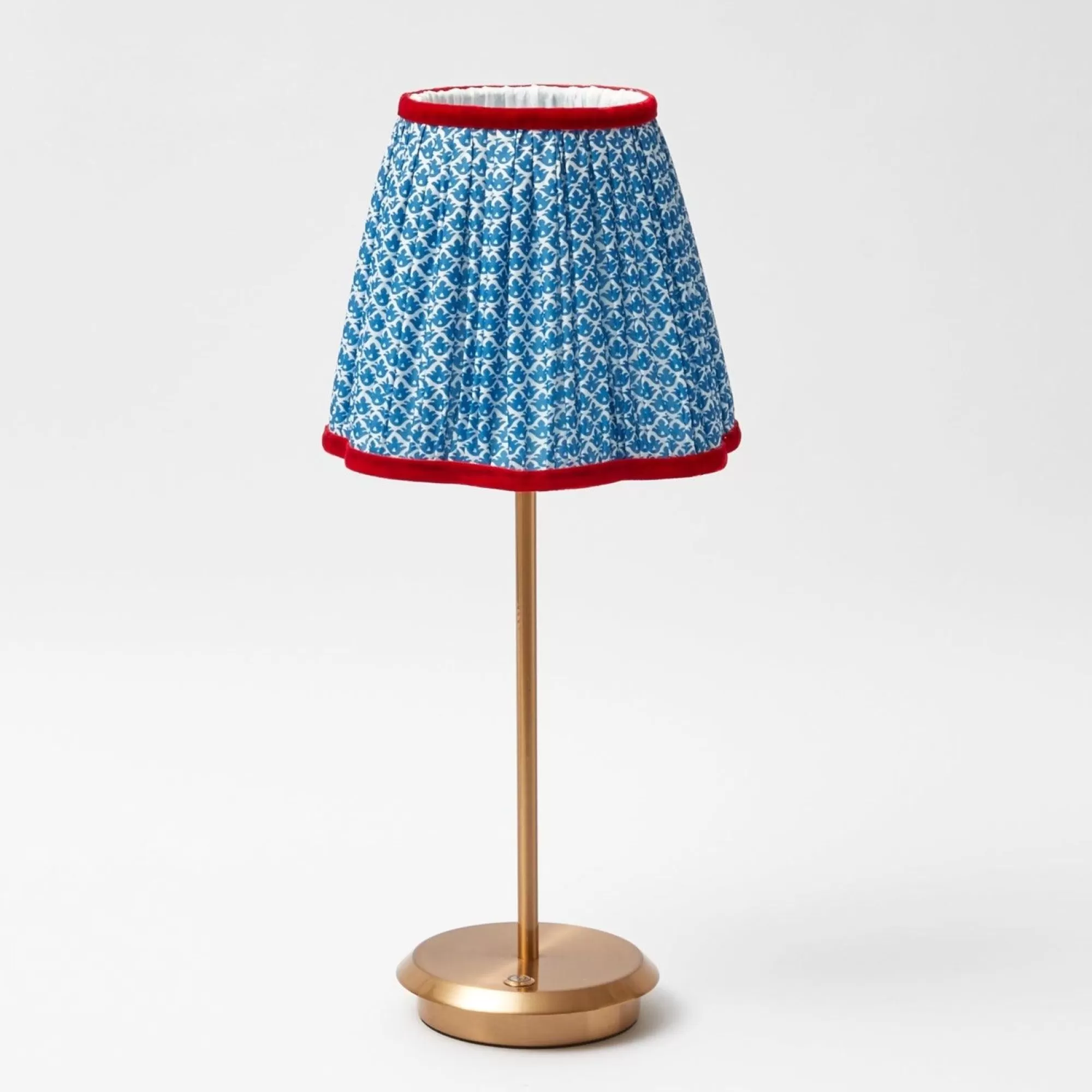 Hot Tall Rechargeable Lamp With Blue Lotus Lampshade Lamps & Lighting