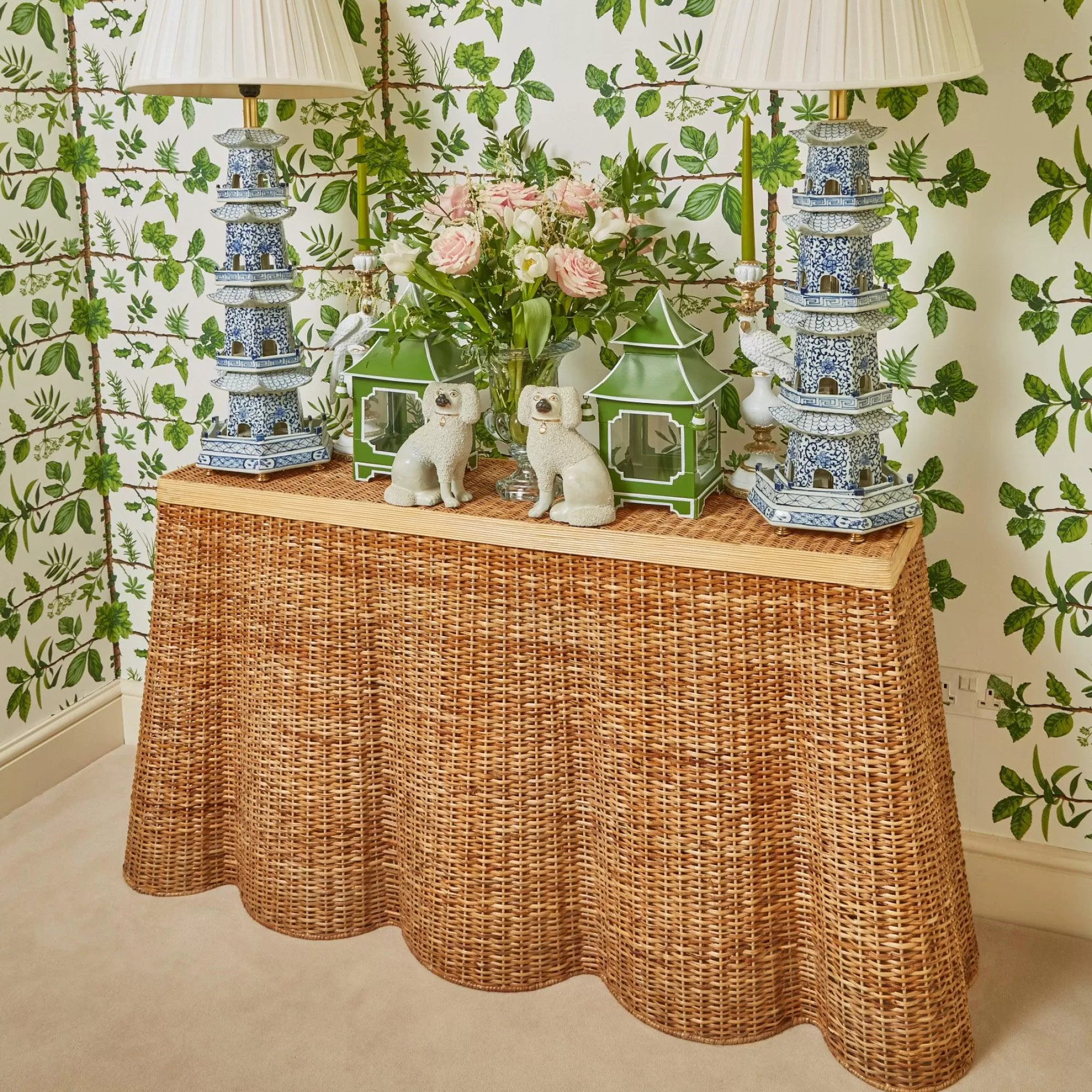 Cheap Vivienne Rattan Scalloped Console Table Rattan Furniture