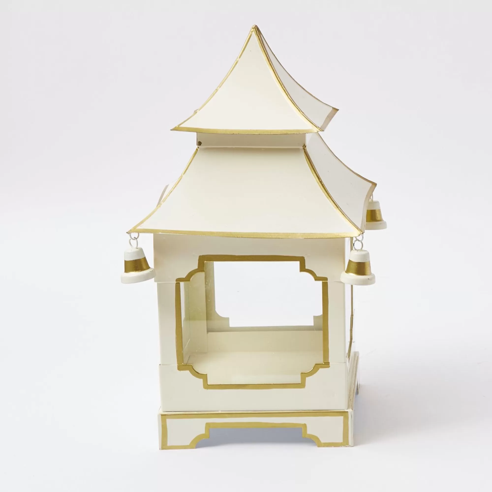 Hot White & Gold Pagoda Lantern Candle Holders