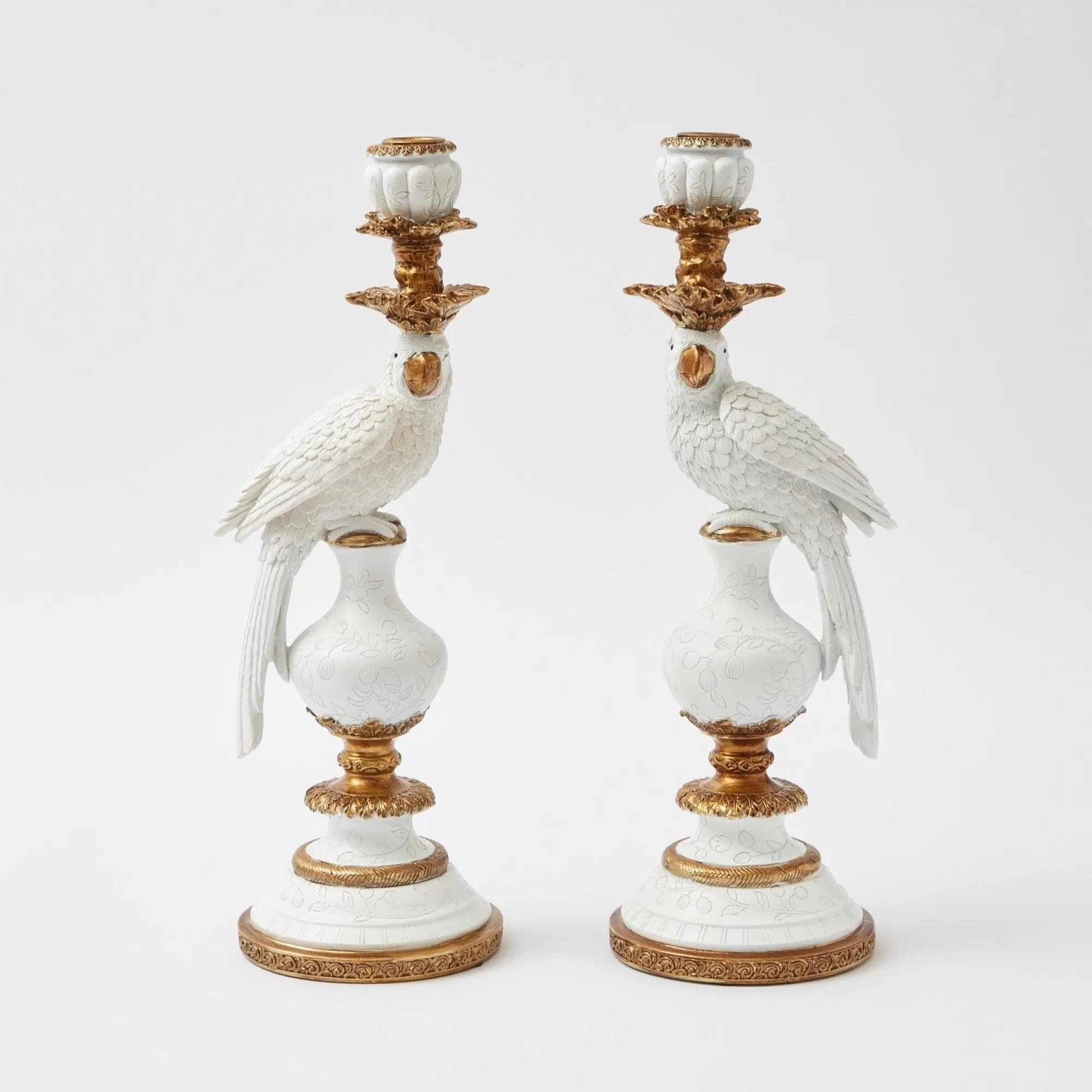 Cheap White Parrot Candle Holder (Pair) Candle Holders