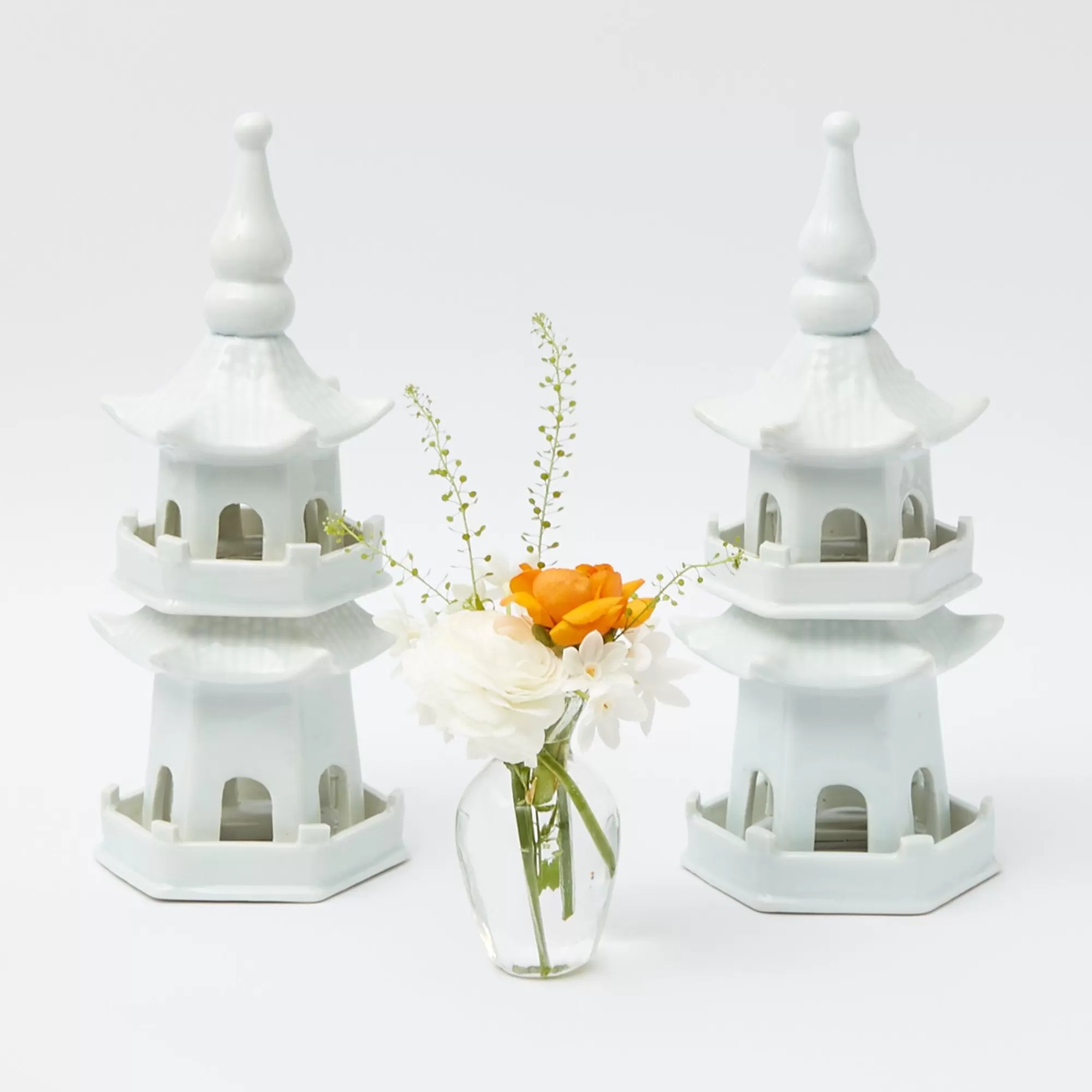 Flash Sale White Porcelain Pagodas (Pair) Pagodas & Lanterns